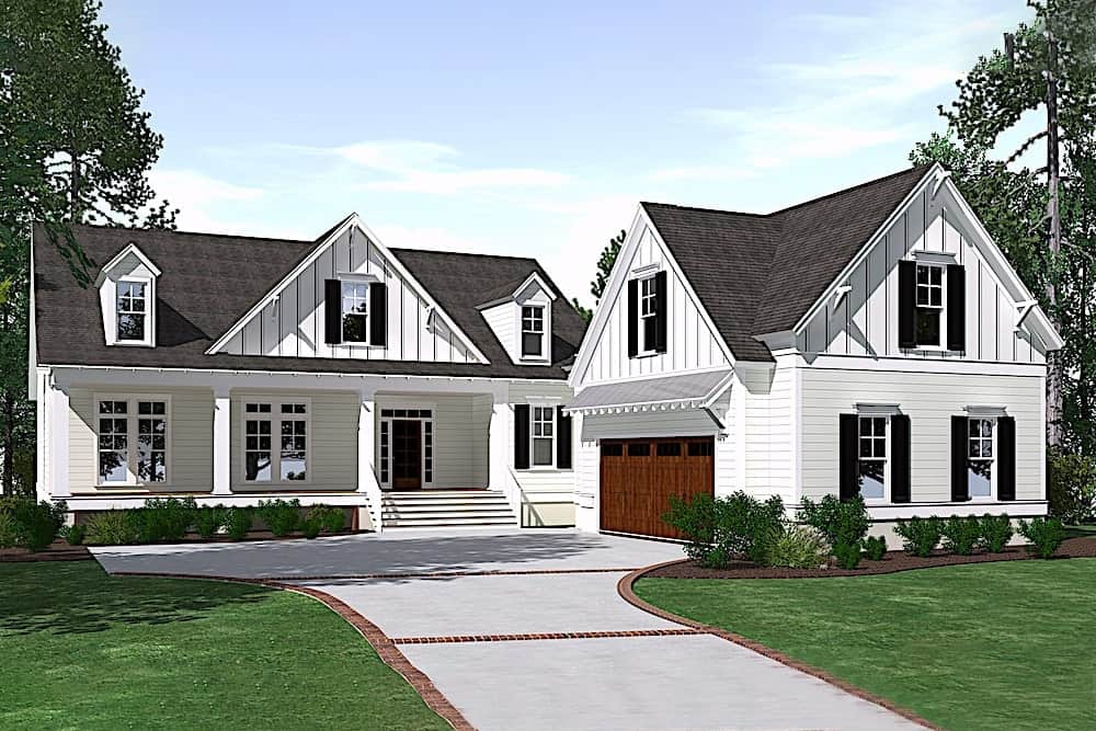 Modern Farmhouse home (ThePlanCollection: Plan #201-1022)