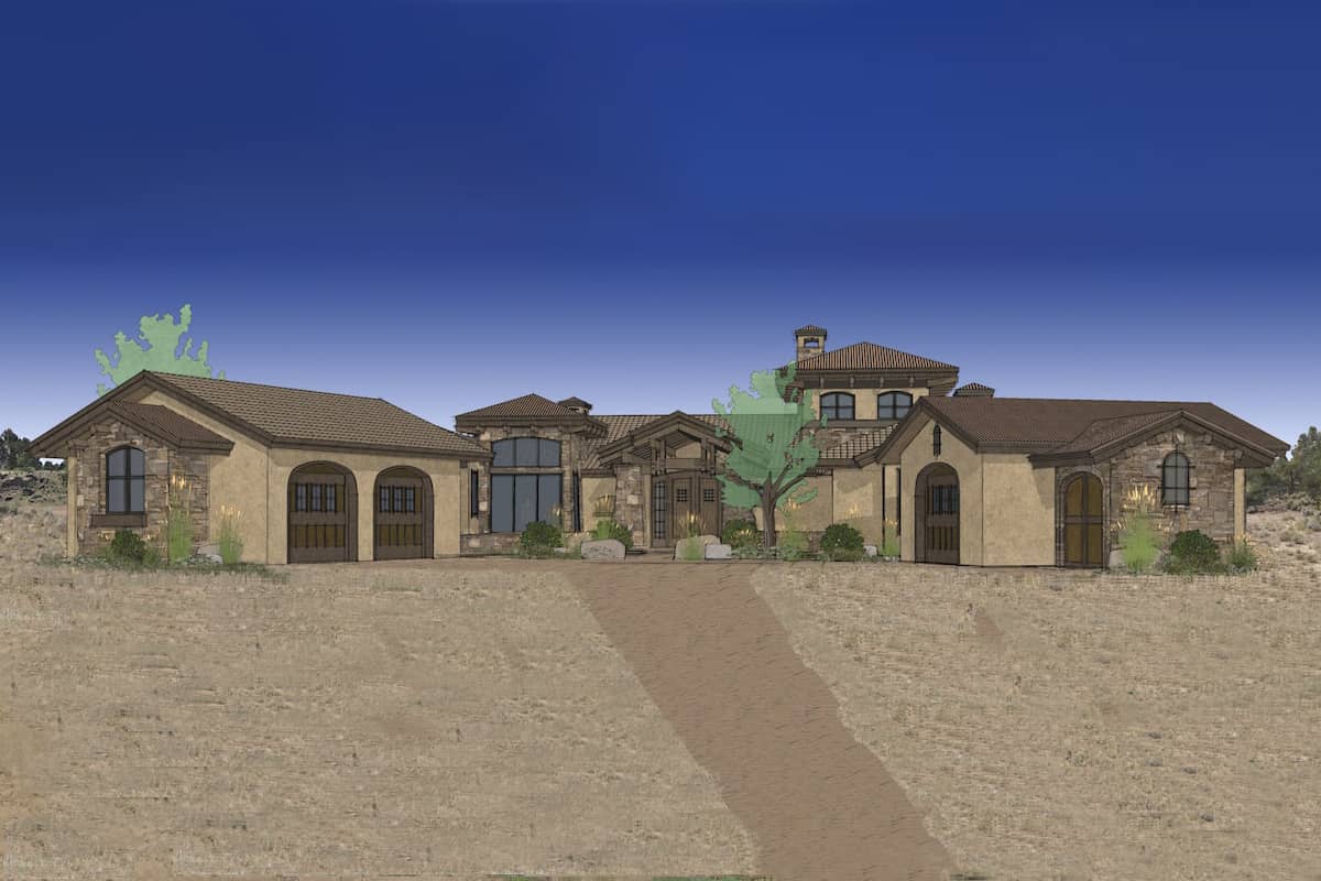 Mediterranean style home (ThePlanCollection: Plan #202-1009)