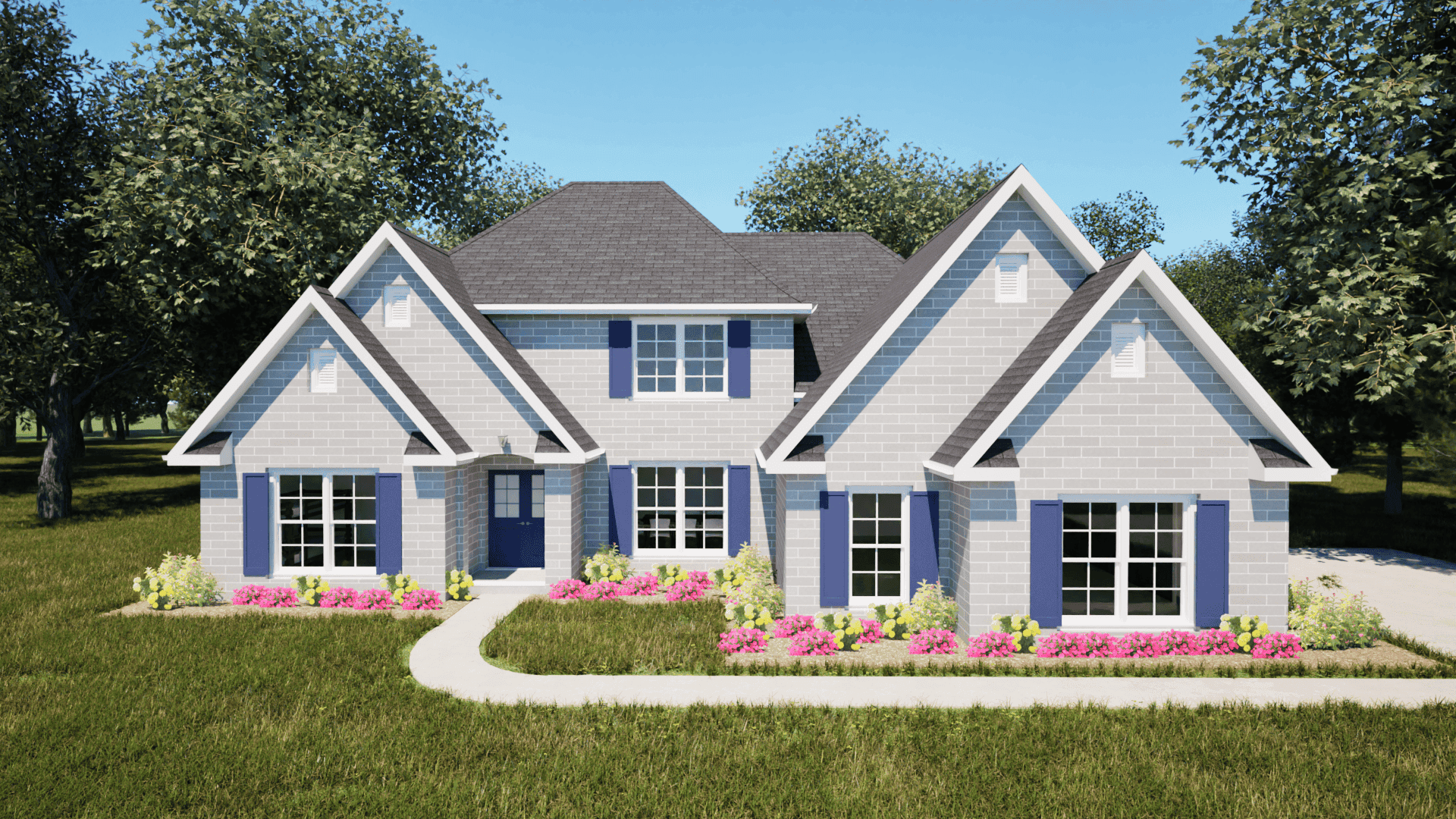 Front elevation of European home (ThePlanCollection: House Plan #203-1010)