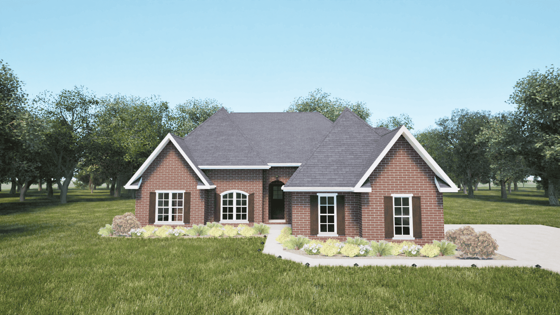 Front elevation of European home (ThePlanCollection: House Plan #203-1012)