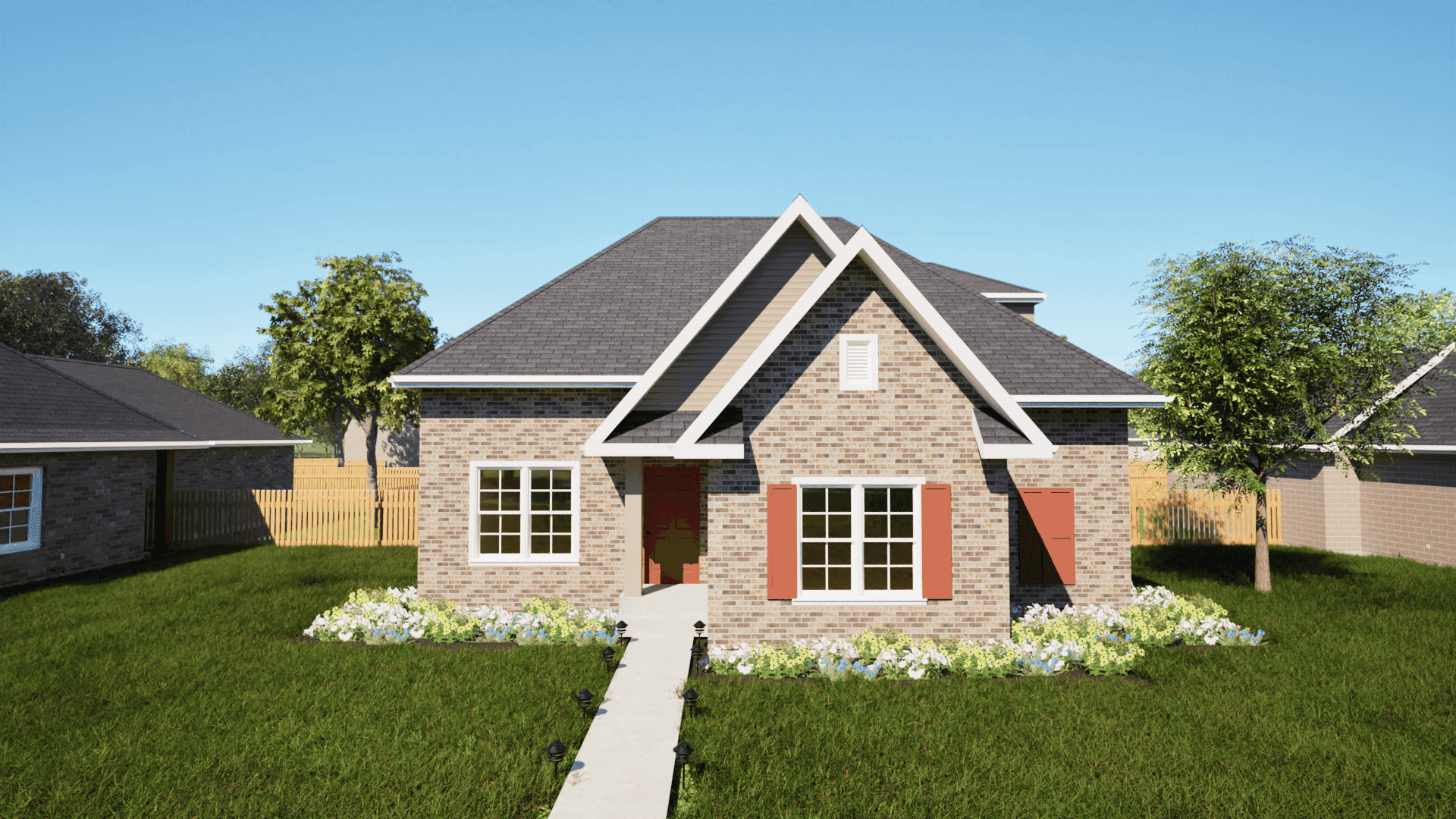 Front elevation of Texas Style home (ThePlanCollection: House Plan #203-1017)