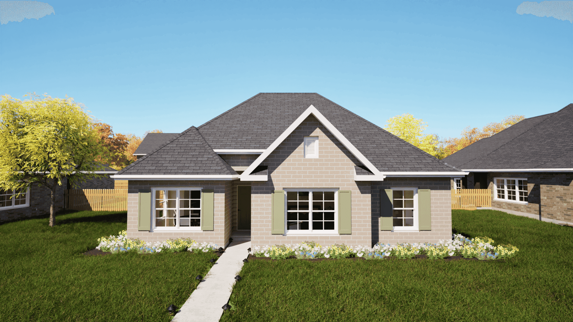 Front elevation of Texas Style home (ThePlanCollection: House Plan #203-1022)