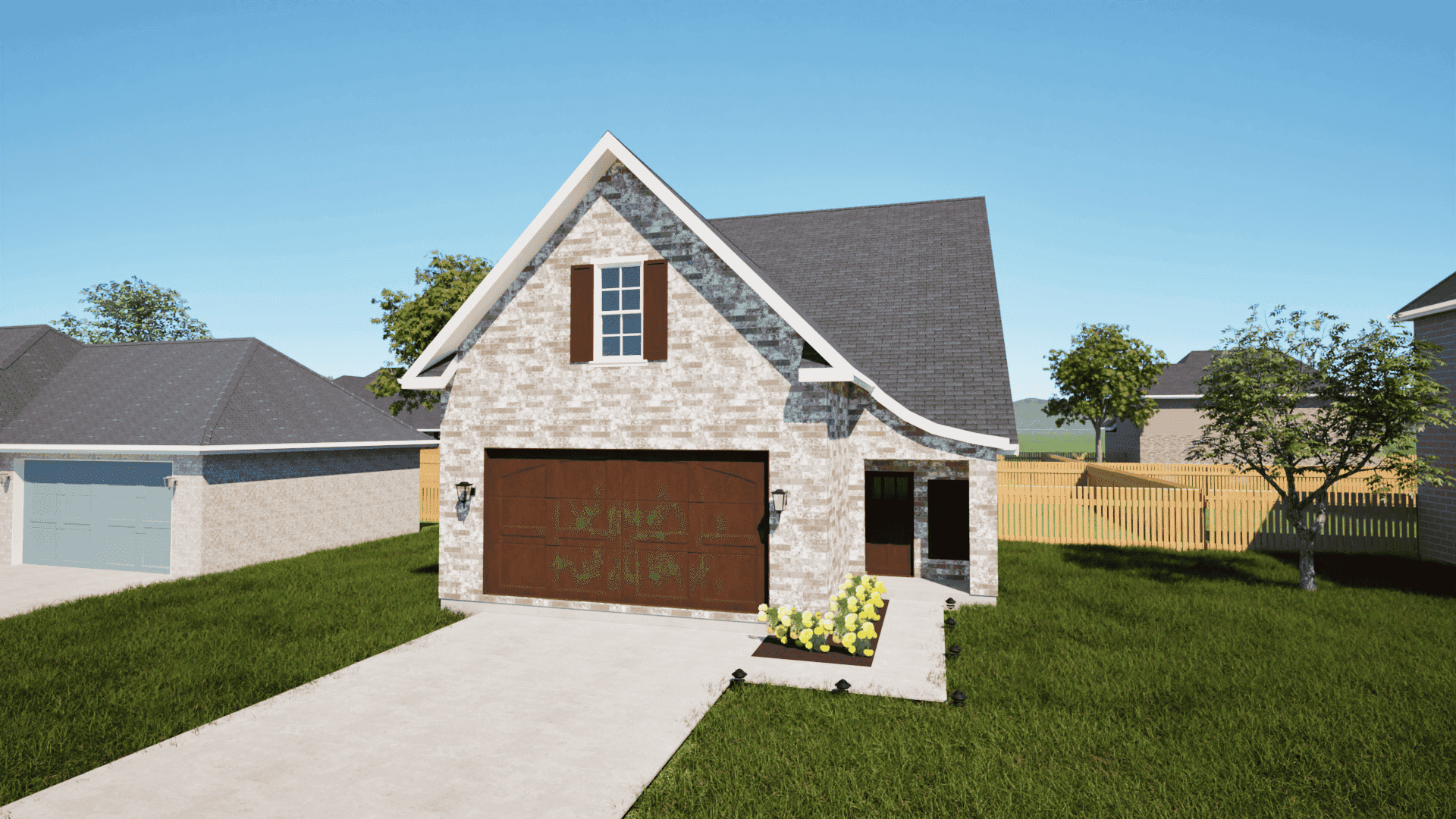 Front elevation of European home (ThePlanCollection: House Plan #203-1025)