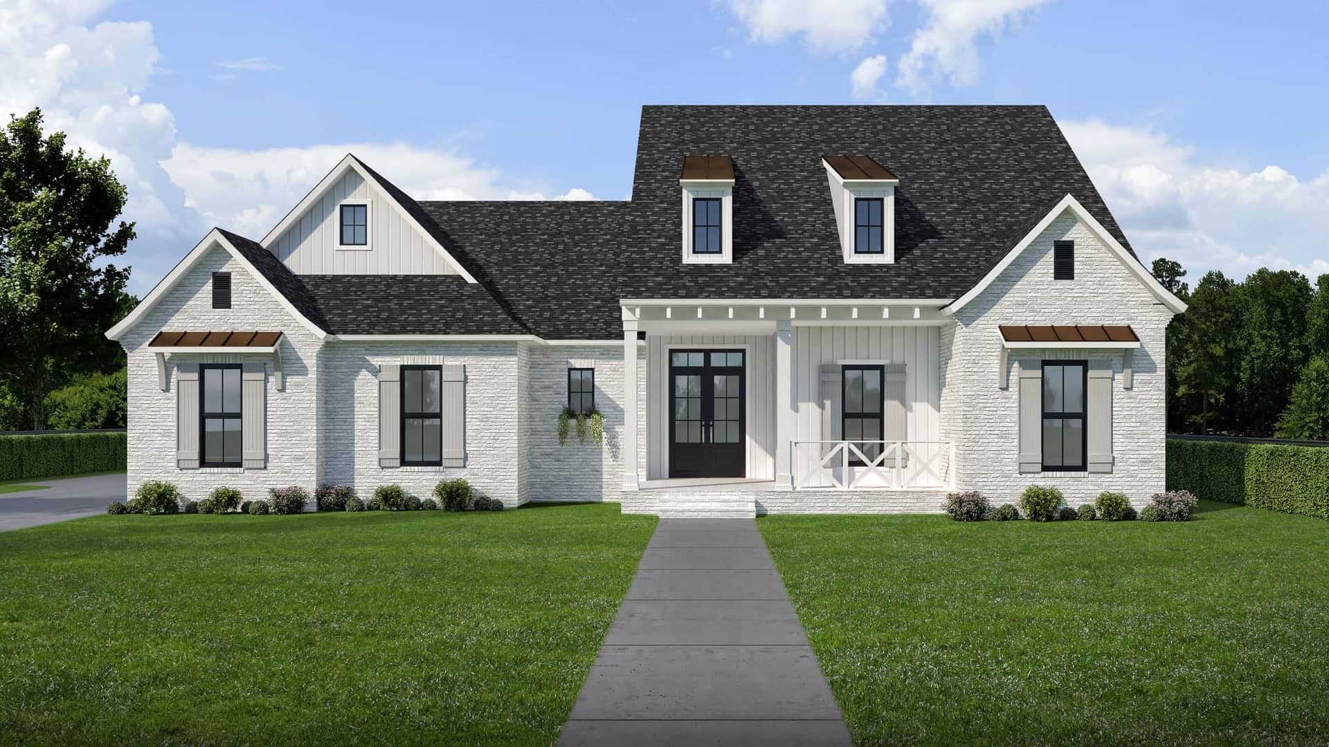 Front elevation of Ranch home (ThePlanCollection: House Plan #204-1026)