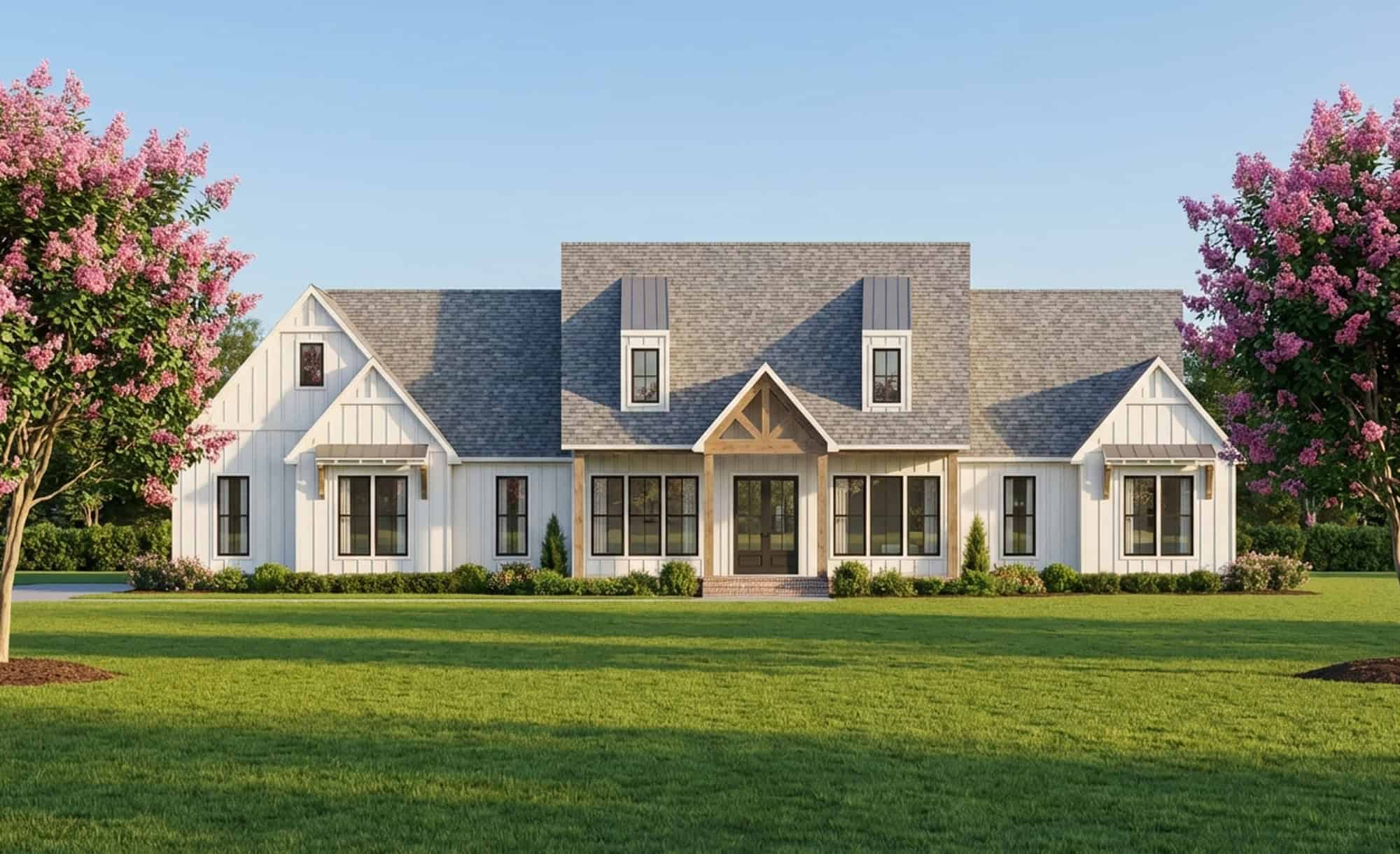 Front elevation of Modern Farmhouse home (ThePlanCollection: House Plan #204-1054)