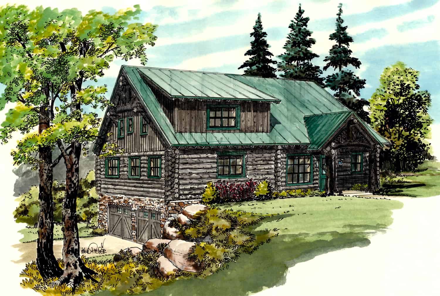 Log Cabin home (ThePlanCollection: Plan #205-1013)