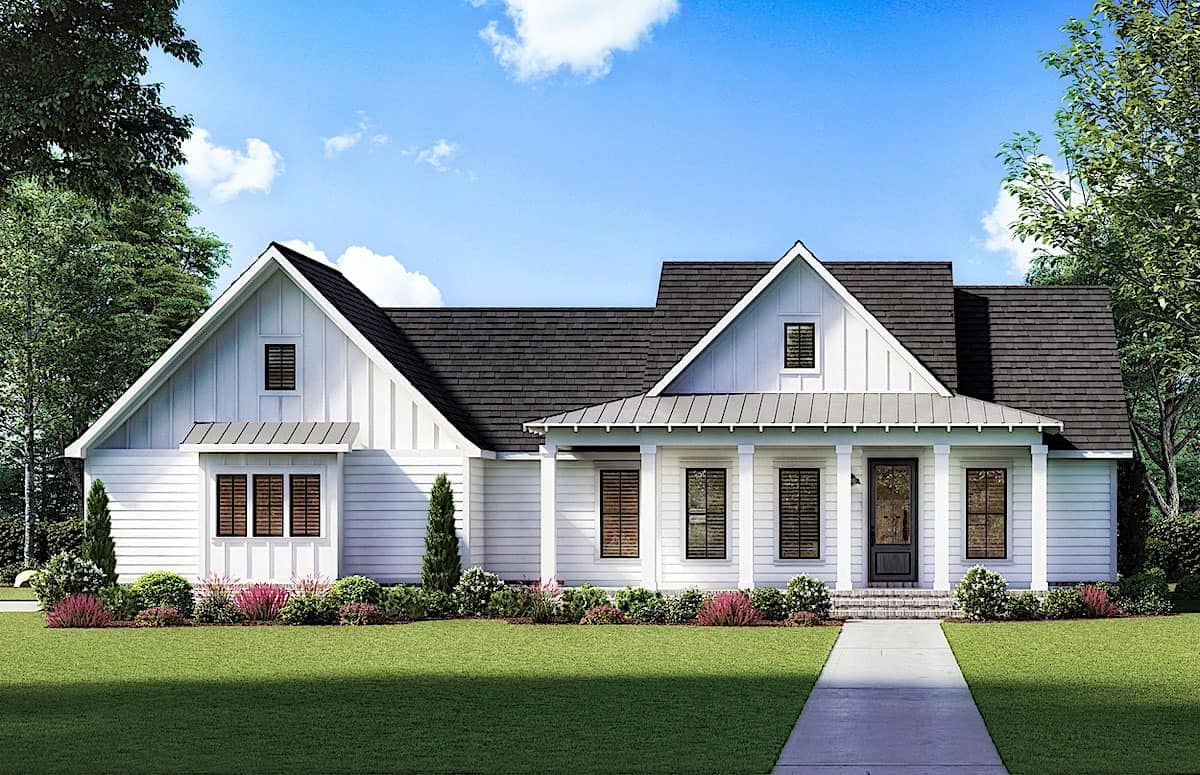 Modern Farmhouse home (ThePlanCollection: Plan #206-1026)