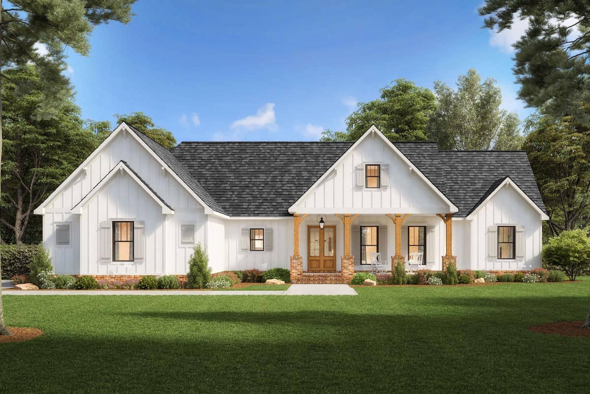 Modern Farmhouse style home (ThePlanCollection: Plan #206-1039)