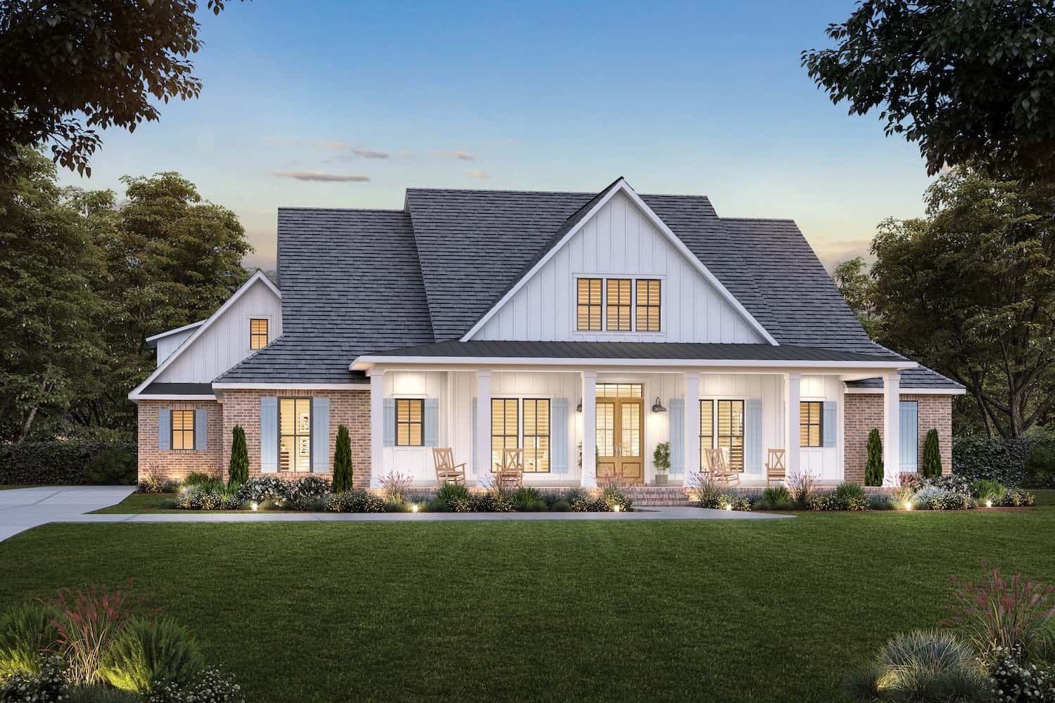 Front elevation of Ranch home (ThePlanCollection: House Plan #206-1051)