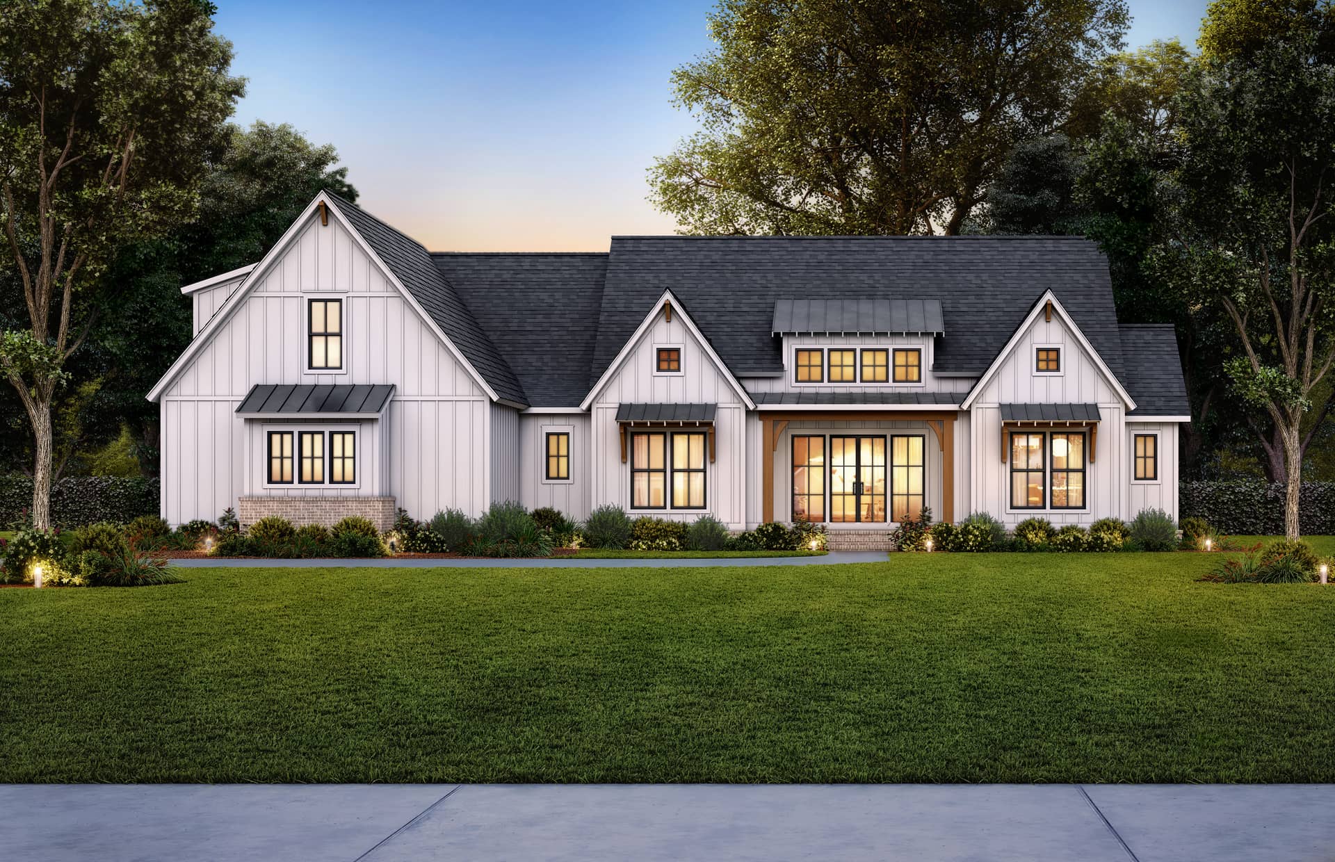 Front elevation of Farmhouse home (ThePlanCollection: House Plan #206-1071)