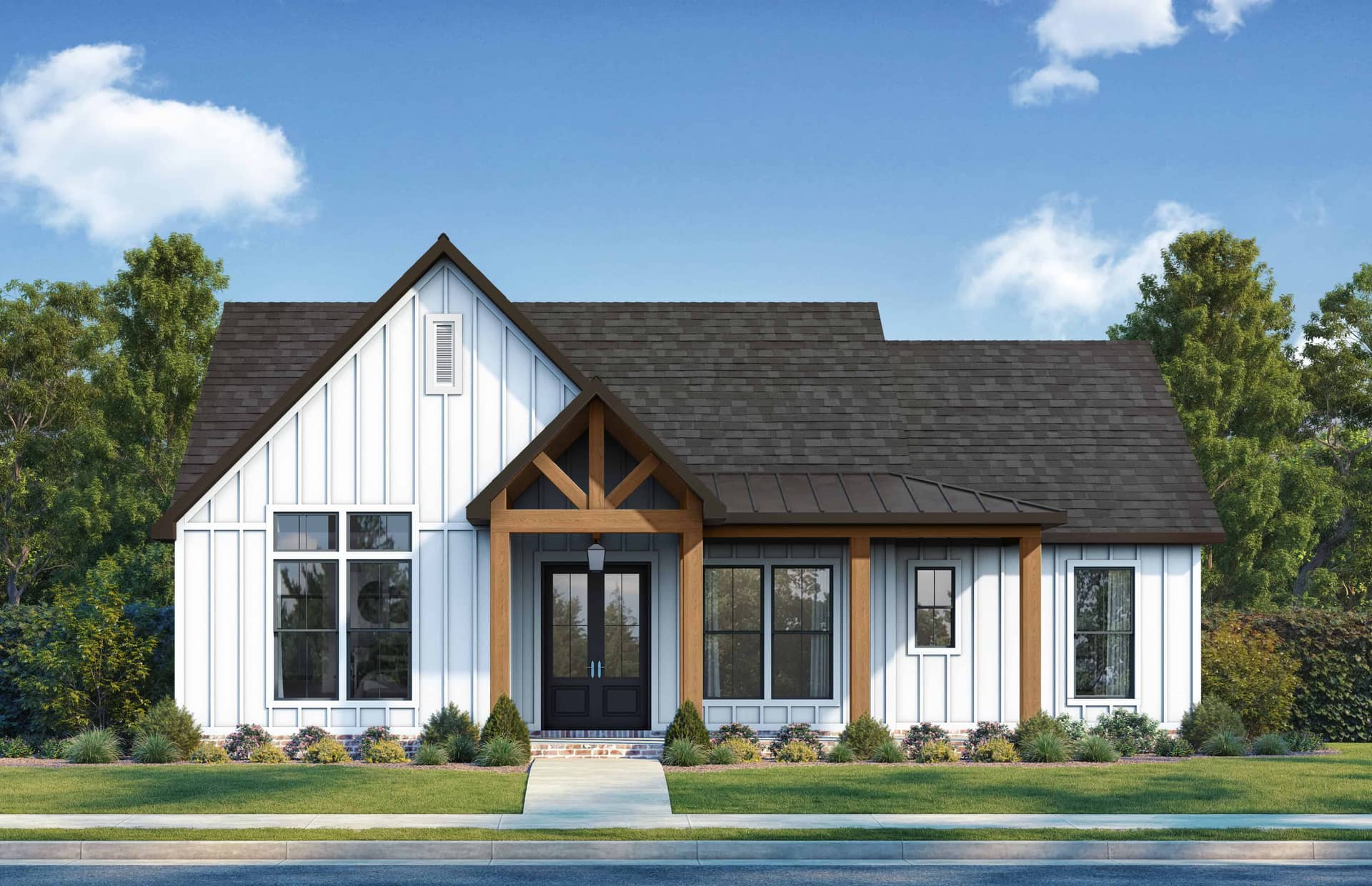 Front elevation of Modern Farmhouse home (ThePlanCollection: House Plan #206-1093)