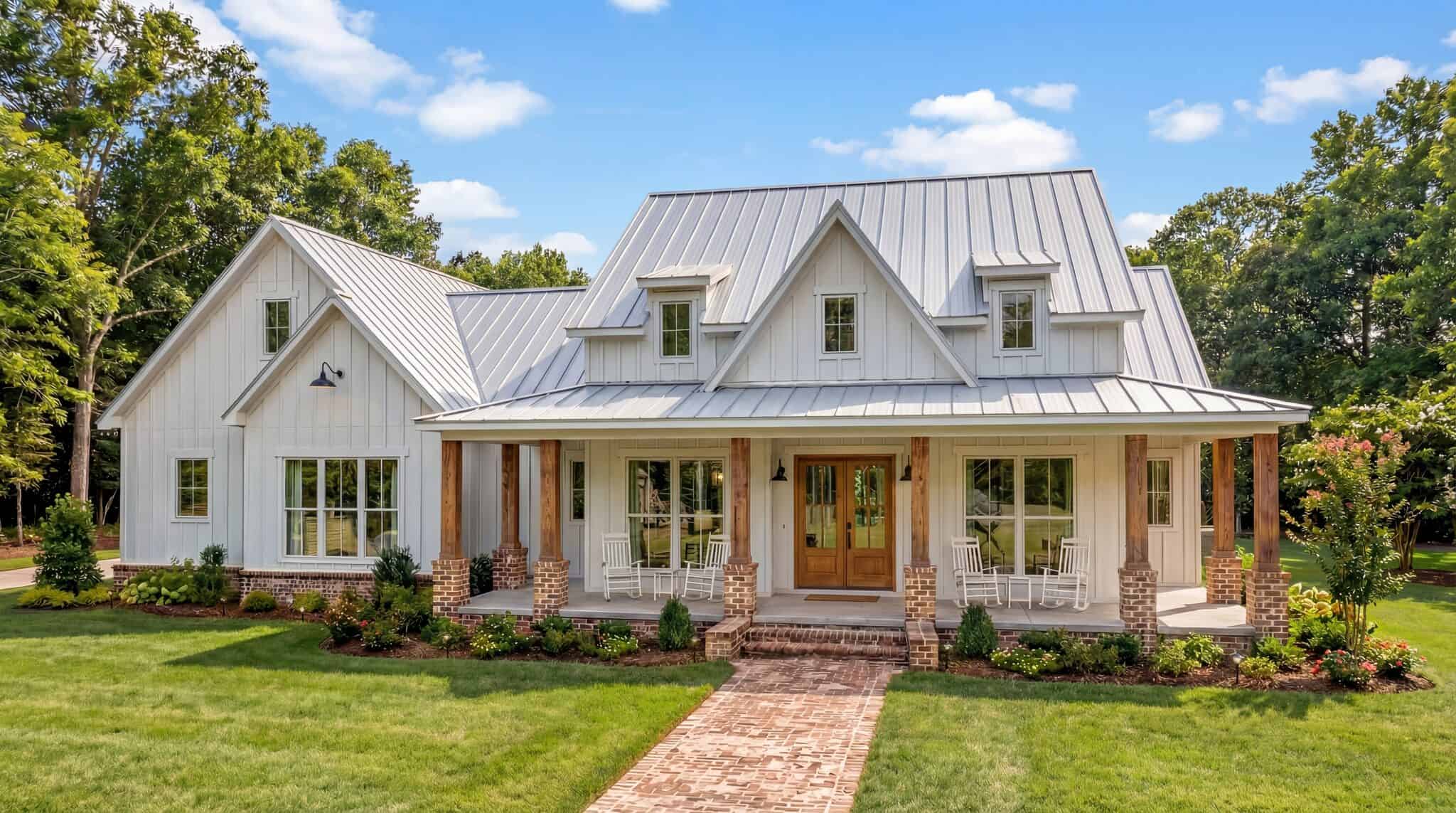 Front elevation of Farmhouse home (ThePlanCollection: House Plan #206-1127)