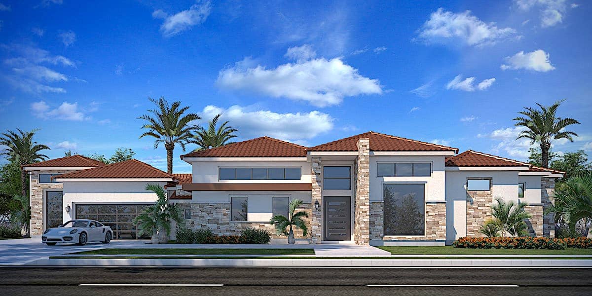 Mediterranean style house (ThePlanCollection: Plan #208-1000)