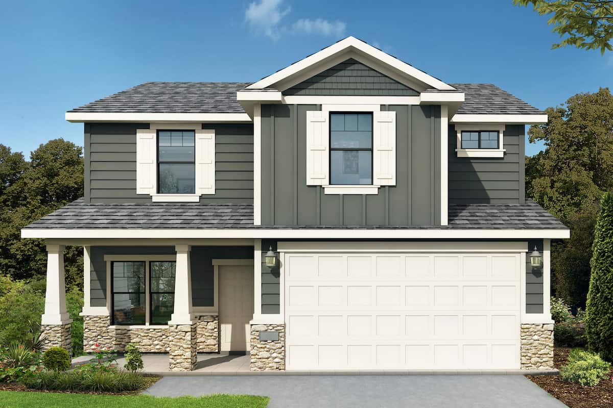 Front elevation of Farmhouse home (ThePlanCollection: House Plan #208-1022)