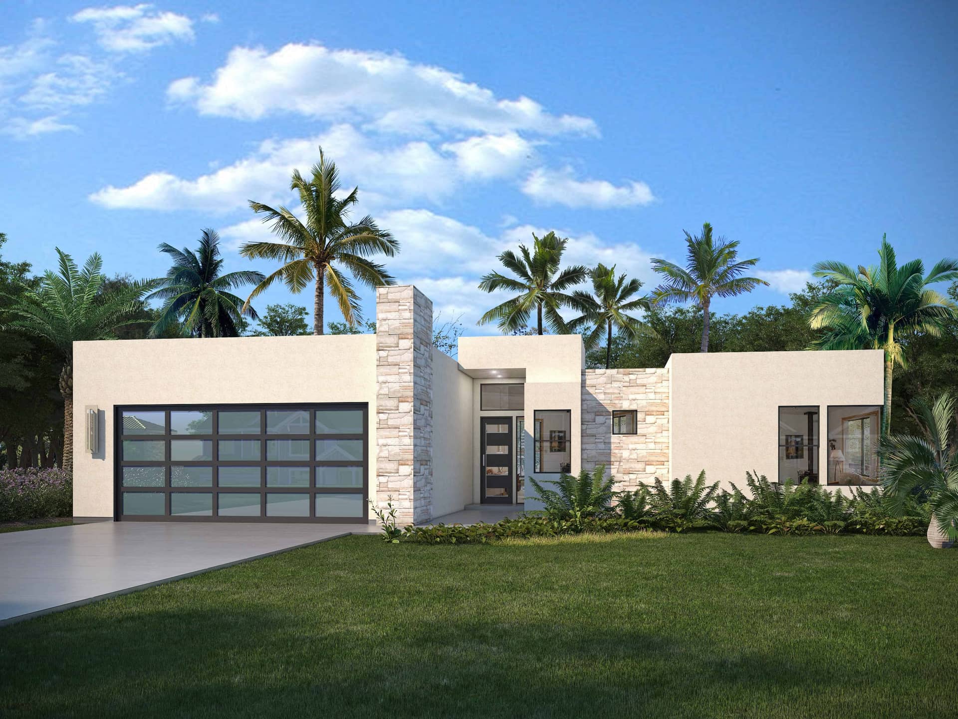 Front elevation of Modern home (ThePlanCollection: House Plan #208-1032)