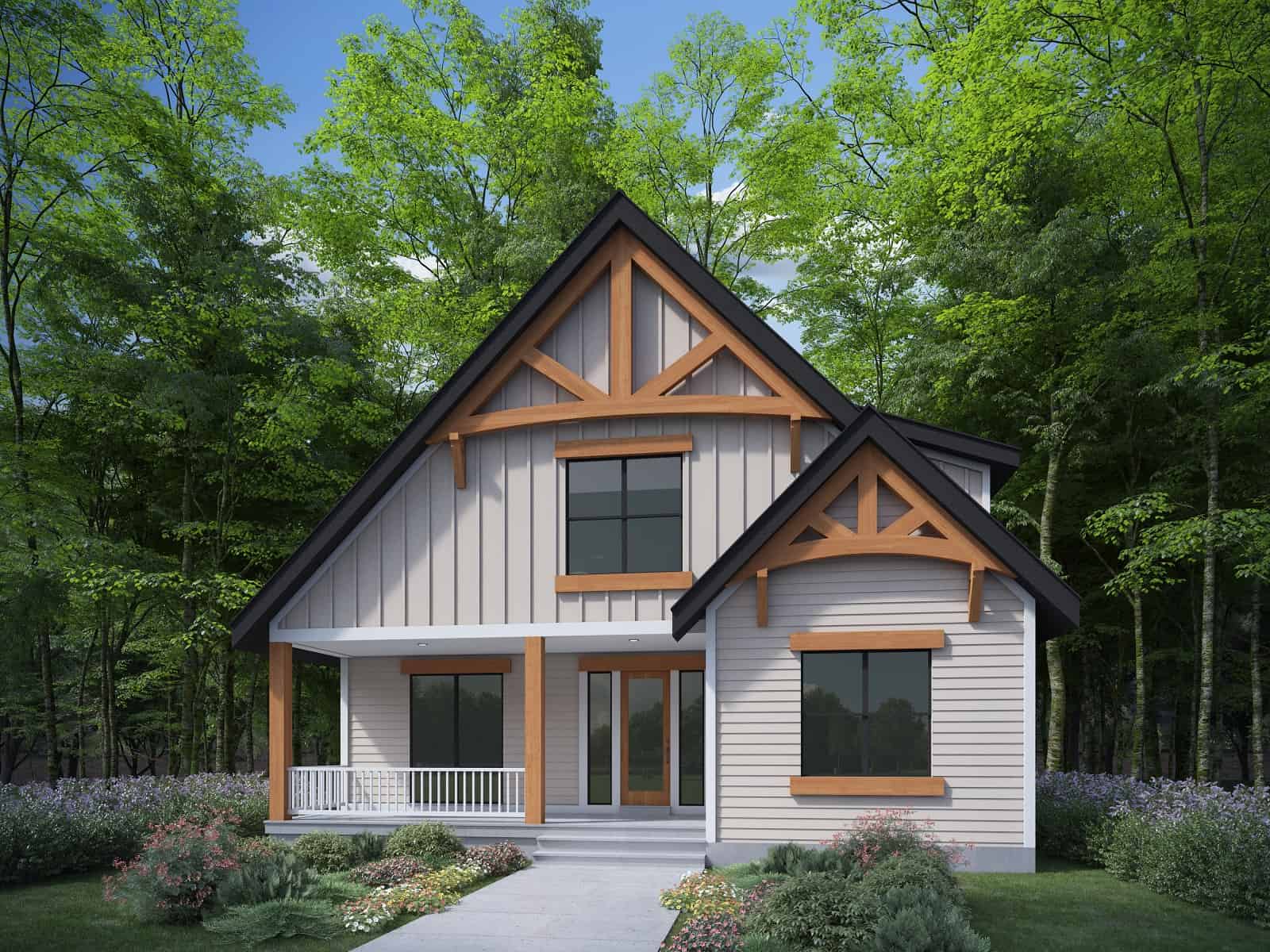 Front elevation of Farmhouse home (ThePlanCollection: House Plan #208-1033)