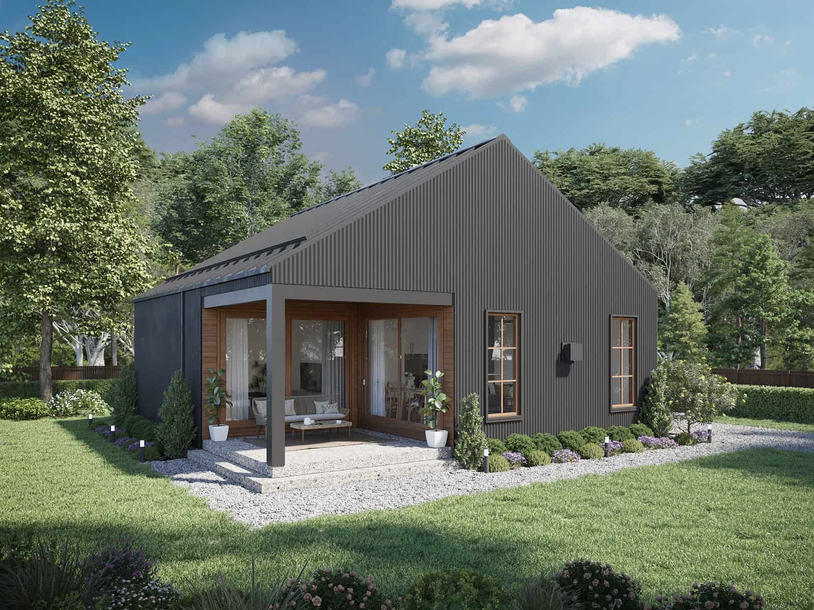 Front elevation of Contemporary home (ThePlanCollection: House Plan #211-1020)