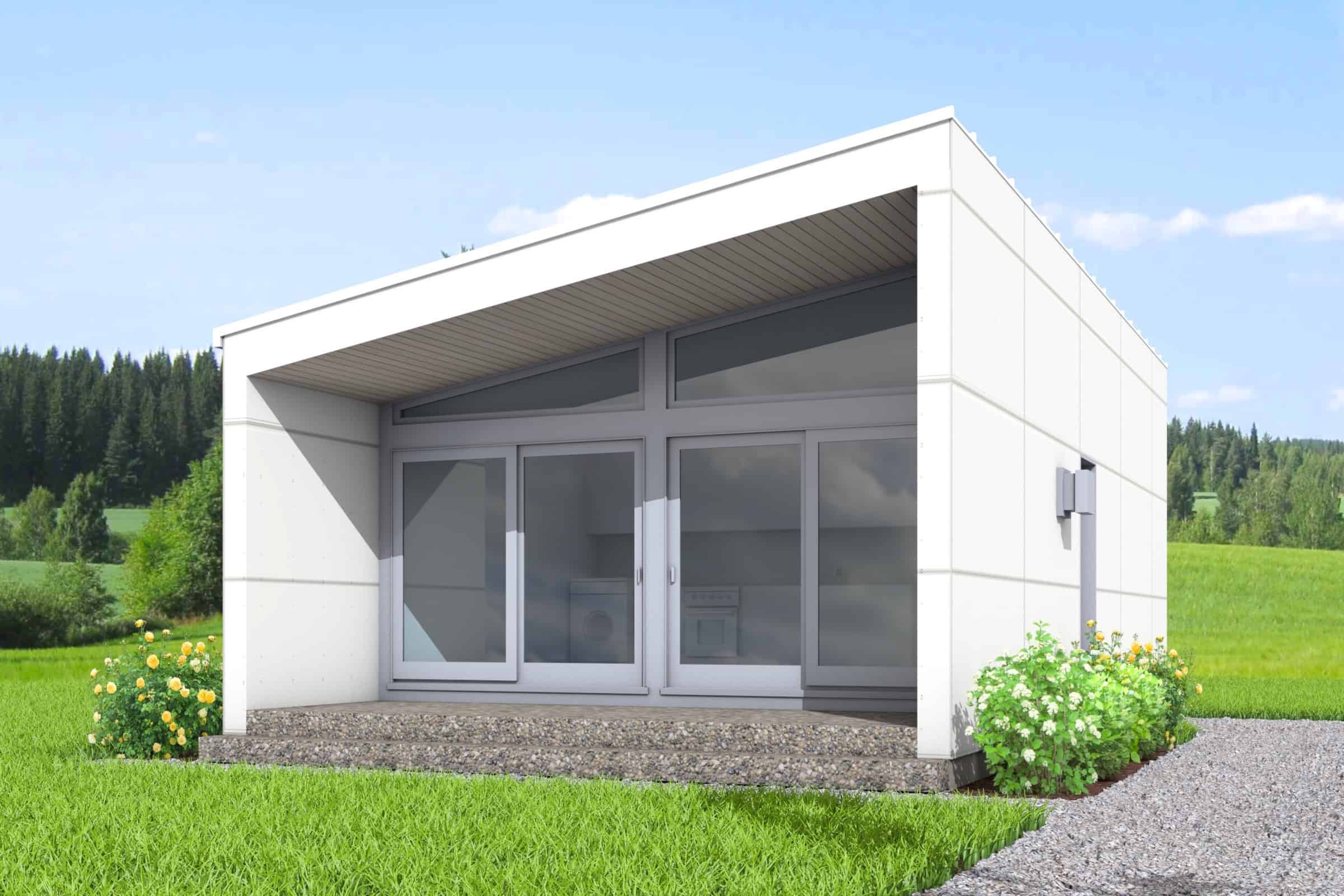 Front elevation of Contemporary home (ThePlanCollection: House Plan #211-1023)