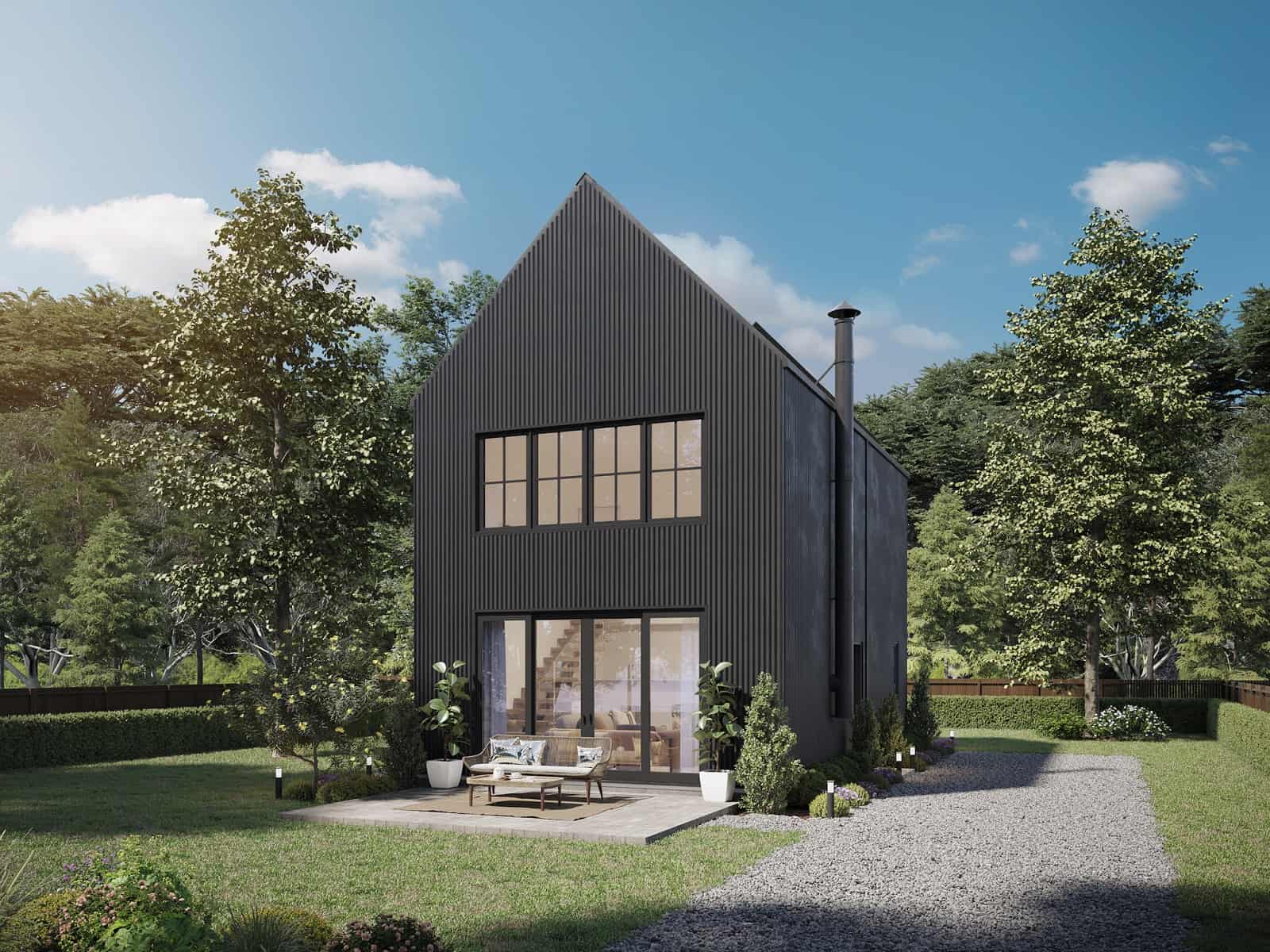 Front elevation of Contemporary home (ThePlanCollection: House Plan #211-1025)