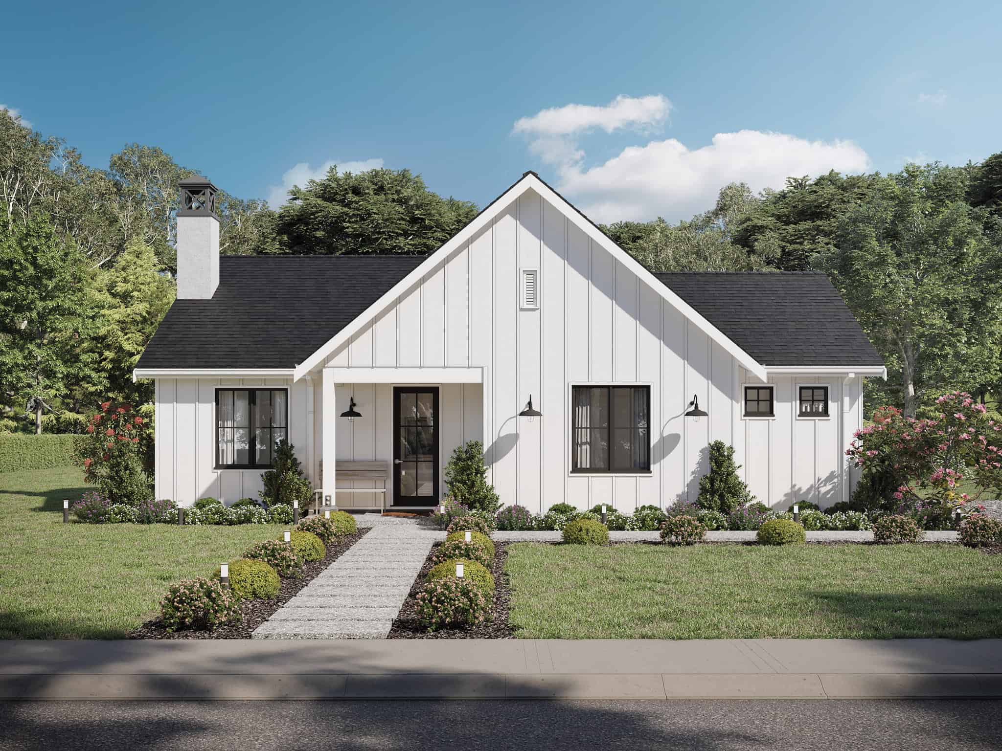 Front elevation of Contemporary home (ThePlanCollection: House Plan #211-1046)