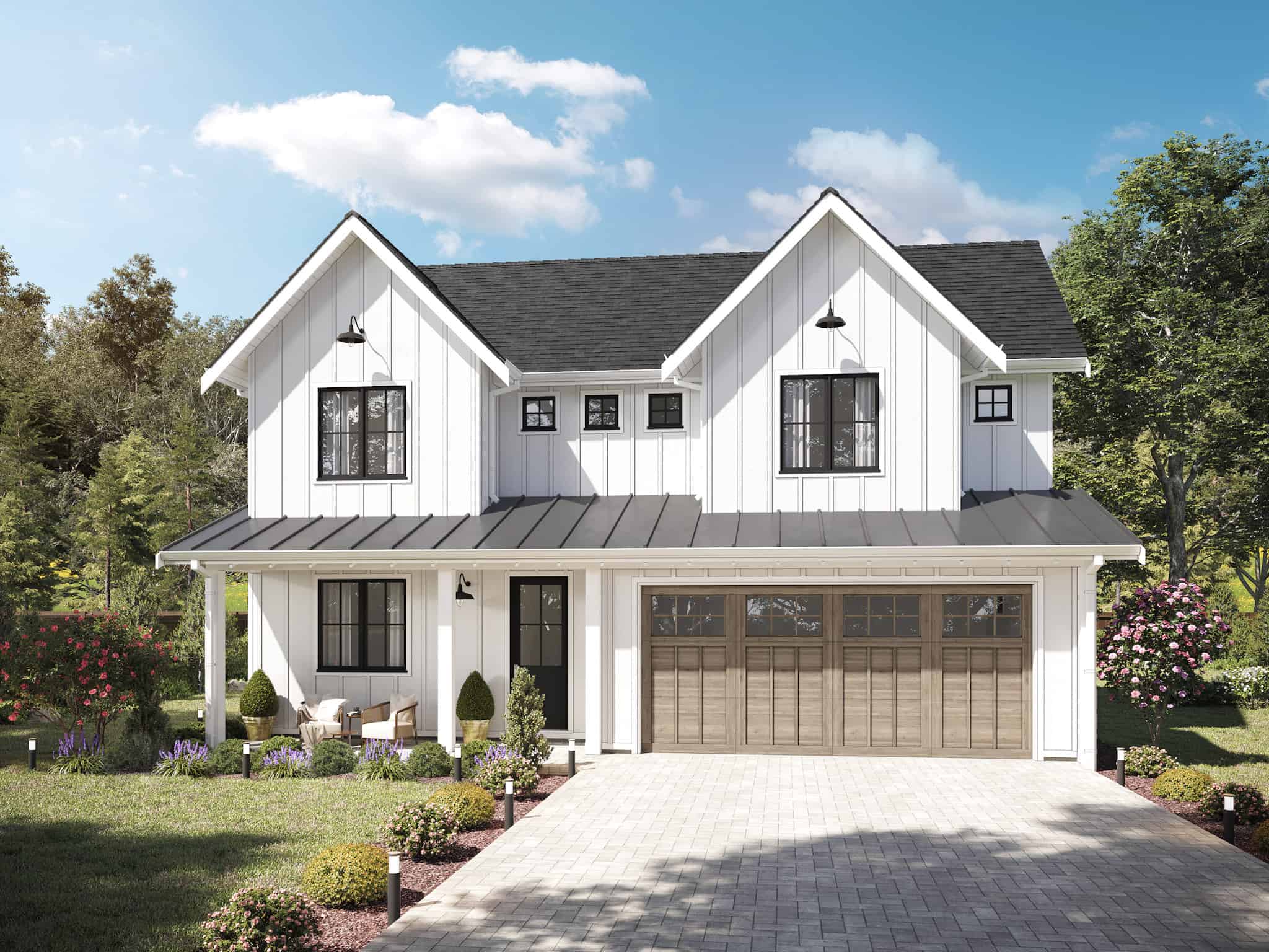 Front elevation of Farmhouse home (ThePlanCollection: House Plan #211-1055)