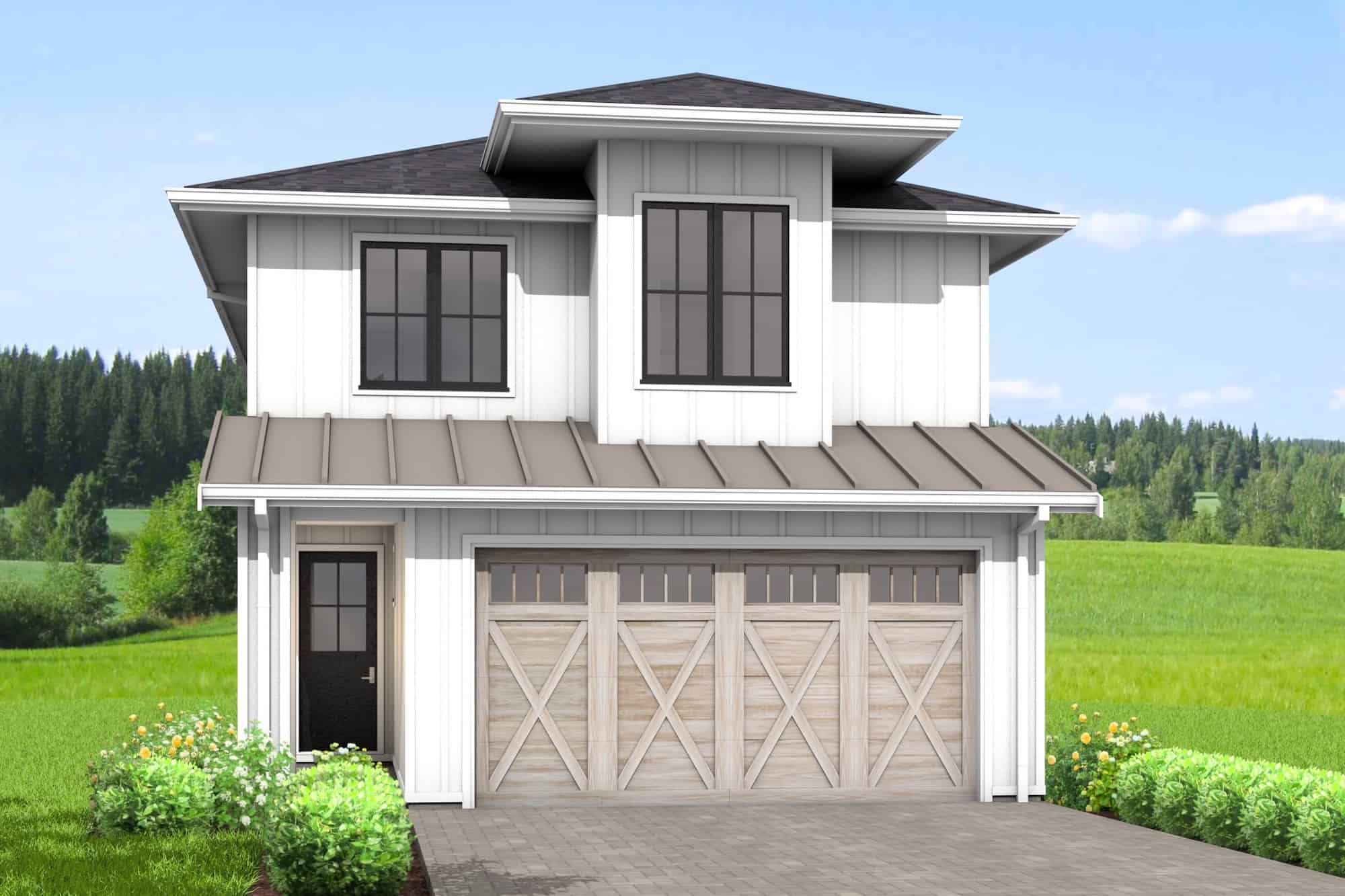 Front elevation of Farmhouse home (ThePlanCollection: House Plan #211-1058)
