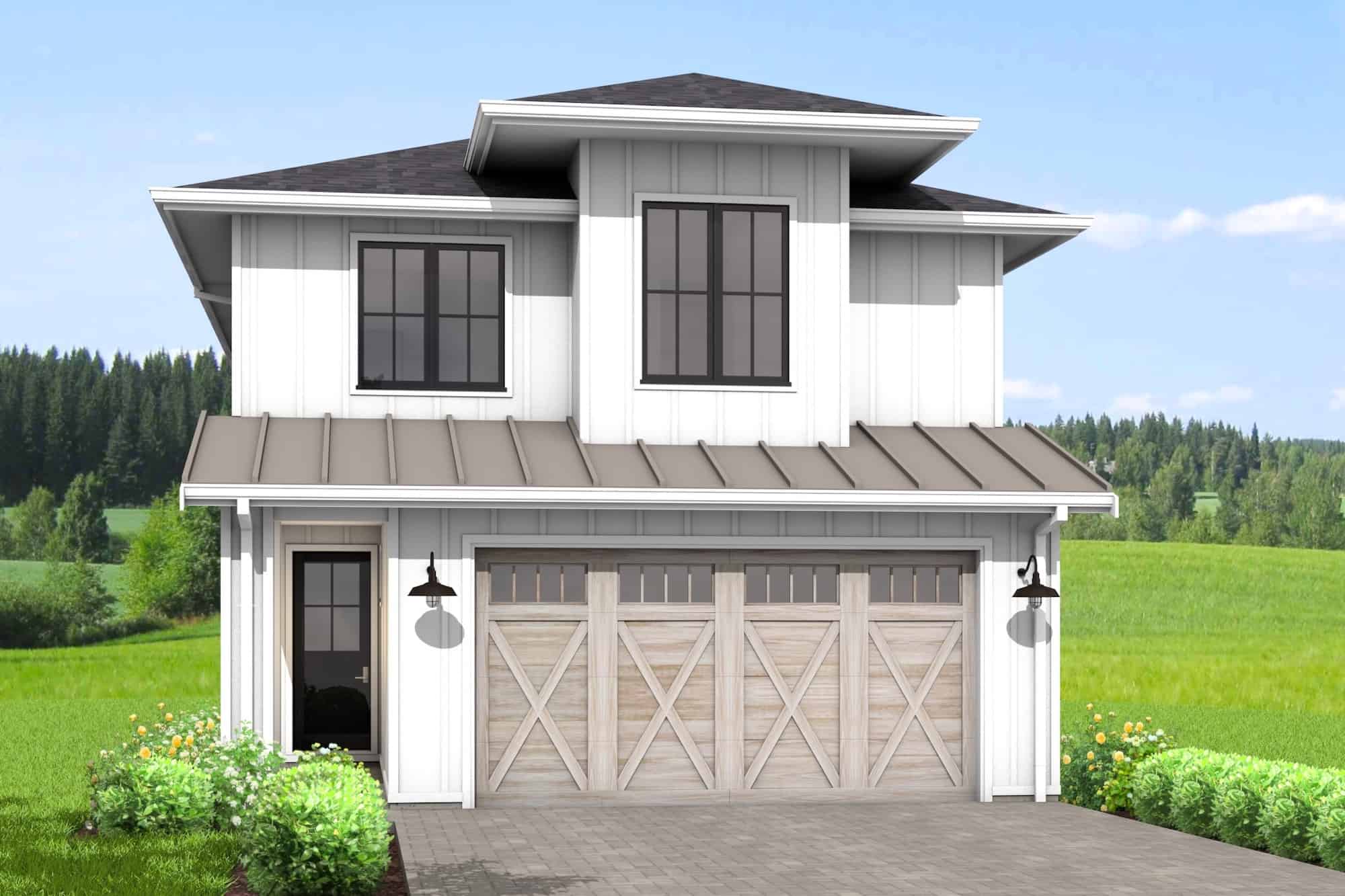 Front elevation of Farmhouse home (ThePlanCollection: House Plan #211-1062)