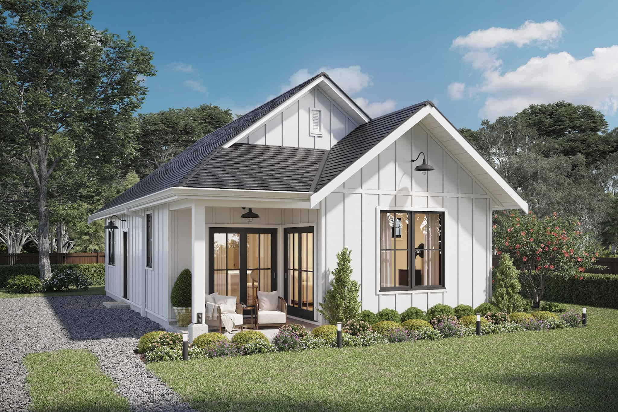 Front elevation of Modern Farmhouse home (ThePlanCollection: House Plan #211-1071)