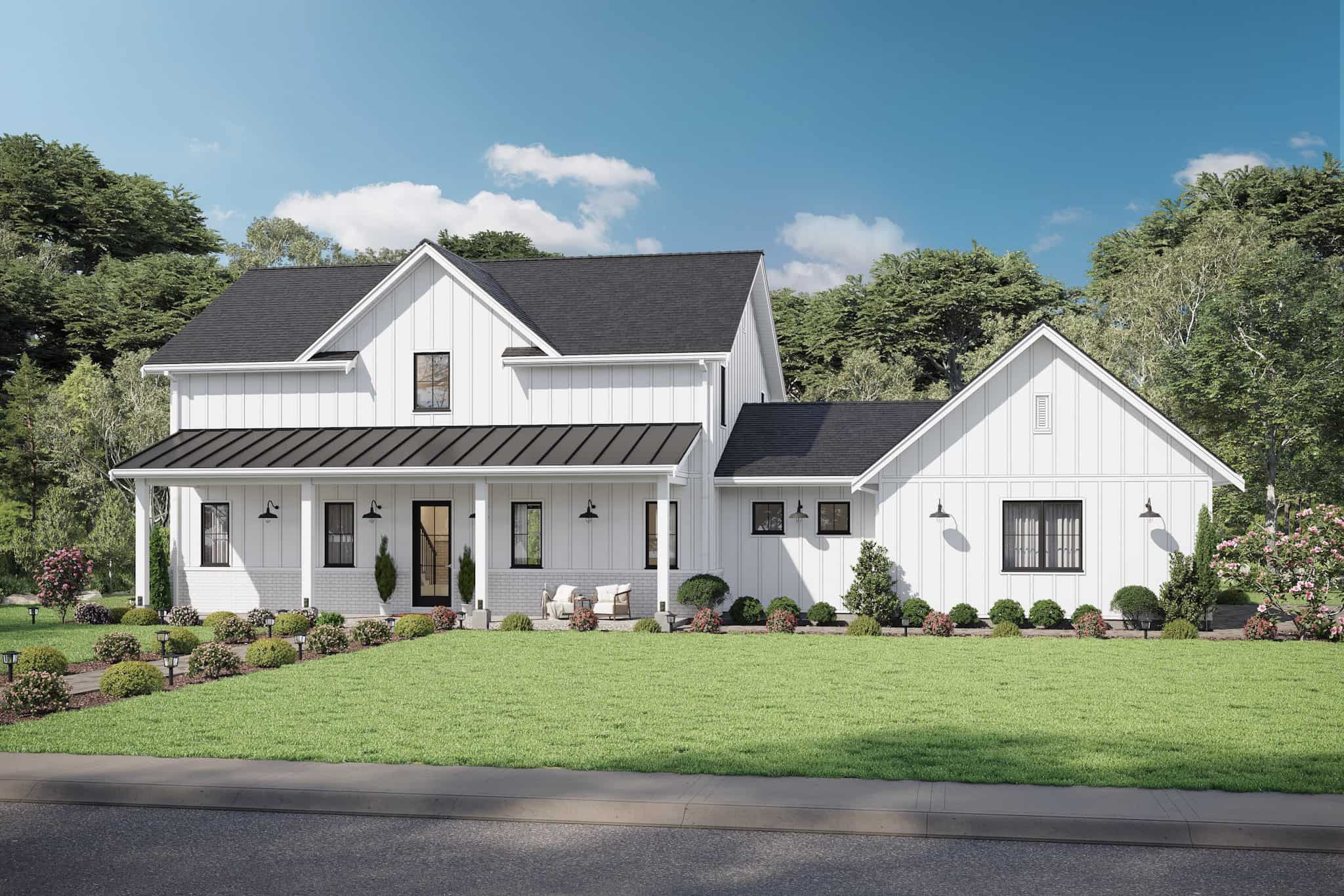 Front elevation of Modern Farmhouse home (ThePlanCollection: House Plan #211-1084)