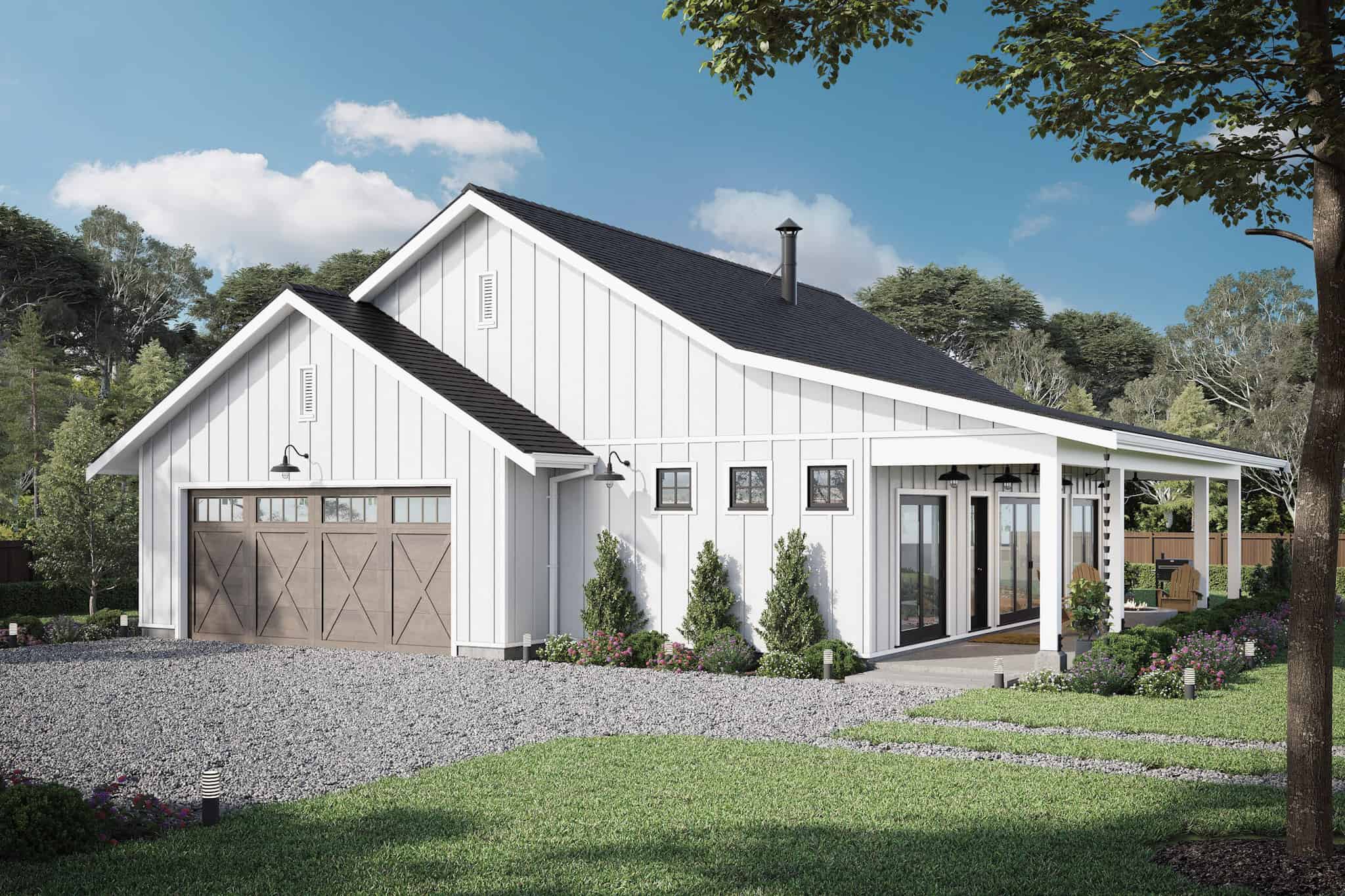 Front elevation of Modern Farmhouse home (ThePlanCollection: House Plan #211-1086)