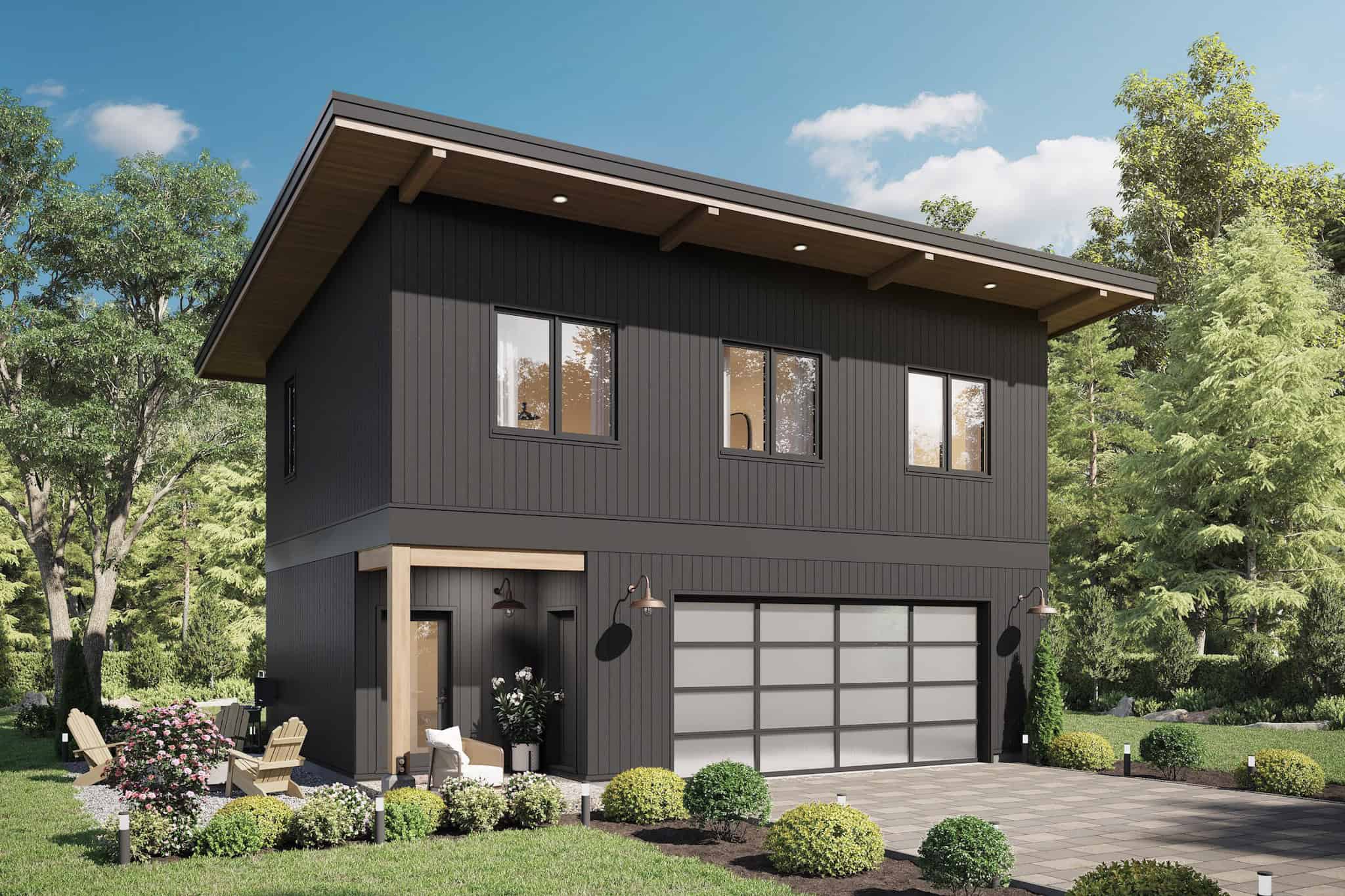 Front elevation of Garage w/Apartments home (ThePlanCollection: House Plan #211-1089)