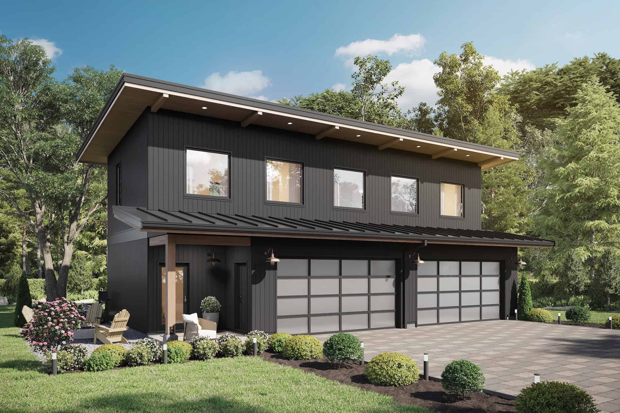 Front elevation of Garage w/Apartments home (ThePlanCollection: House Plan #211-1090)