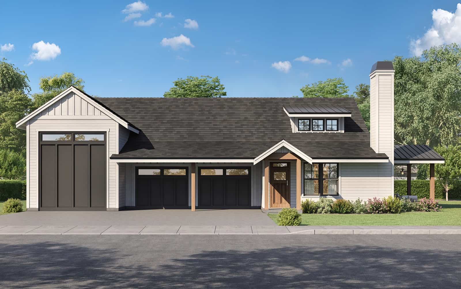 Front elevation of Barndominium (ThePlanCollection: House Plan #214-1006)