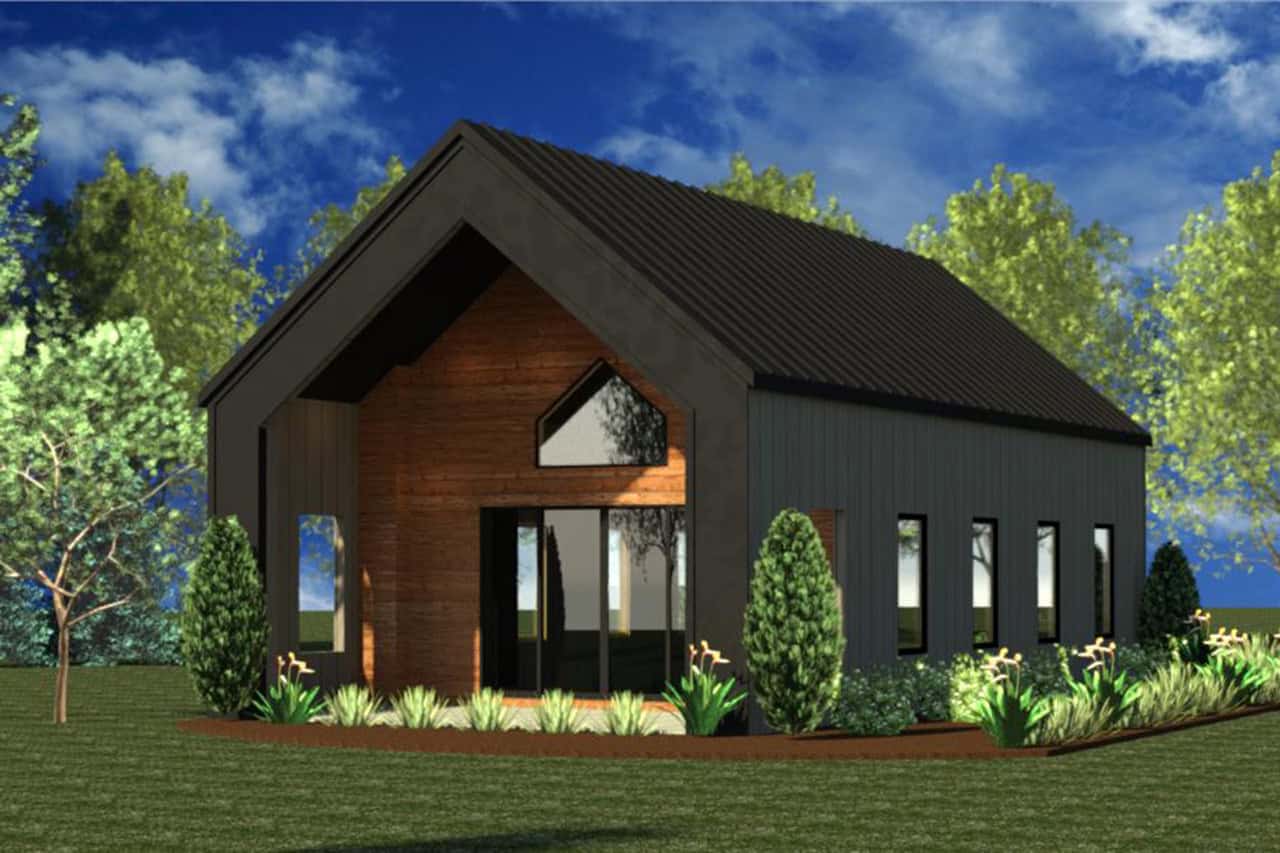 Front elevation of Modern home (ThePlanCollection: House Plan #216-1003)