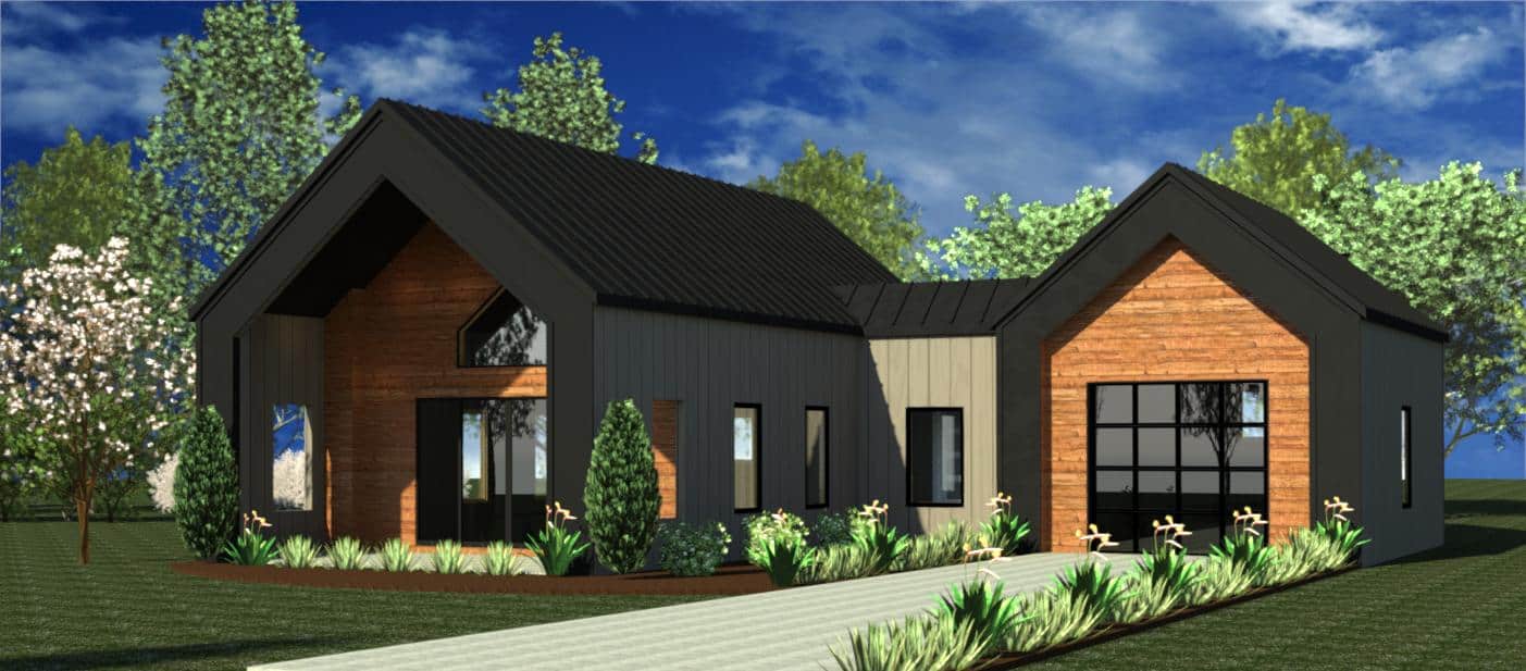 Front elevation of Modern home (ThePlanCollection: House Plan #216-1004)