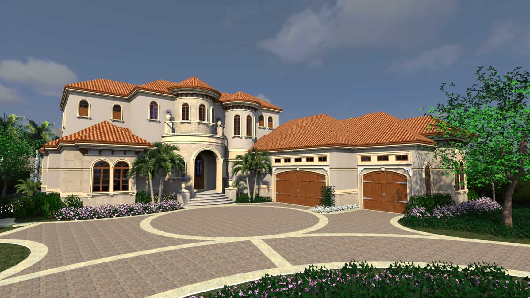 Front elevation of Florida Style home (ThePlanCollection: House Plan #219-1002)