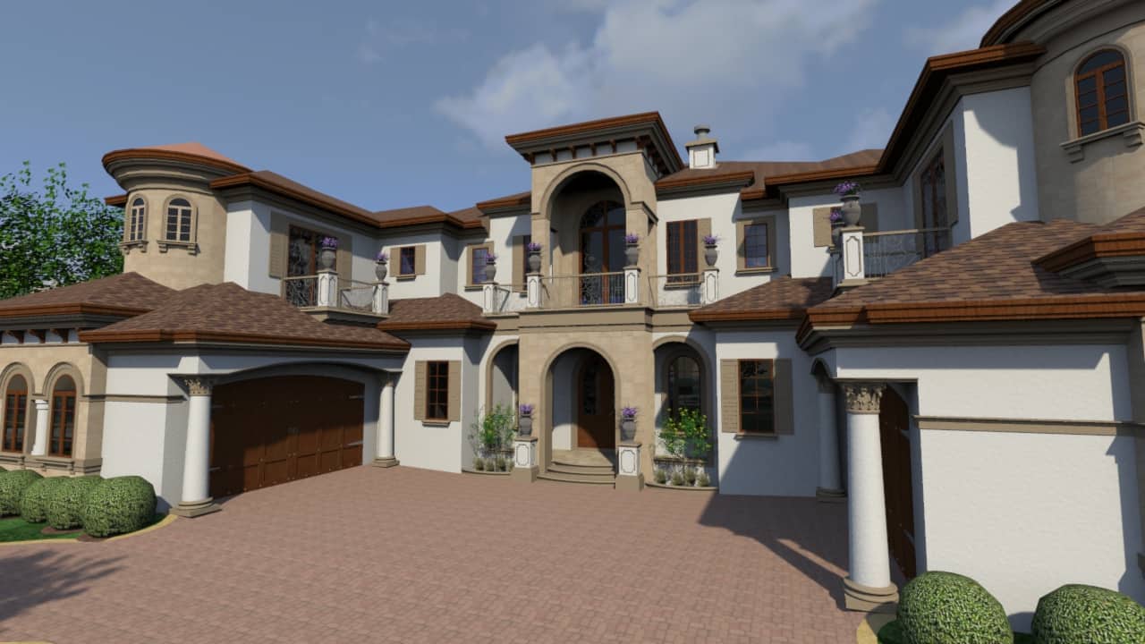 Front elevation of Mediterranean home (ThePlanCollection: House Plan #219-1004)