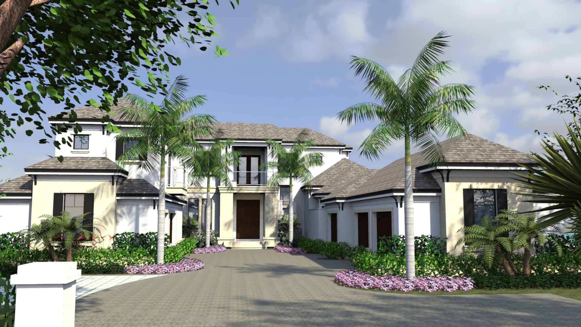 Front elevation of Luxury home (ThePlanCollection: House Plan #219-1005)