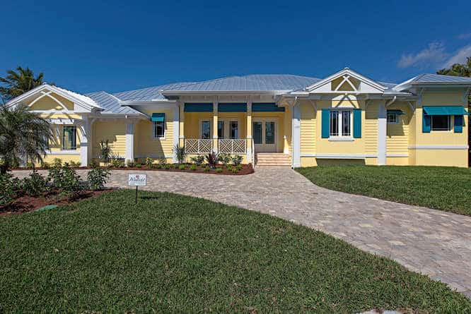 Front elevation of Florida Style home (ThePlanCollection: House Plan #219-1009)