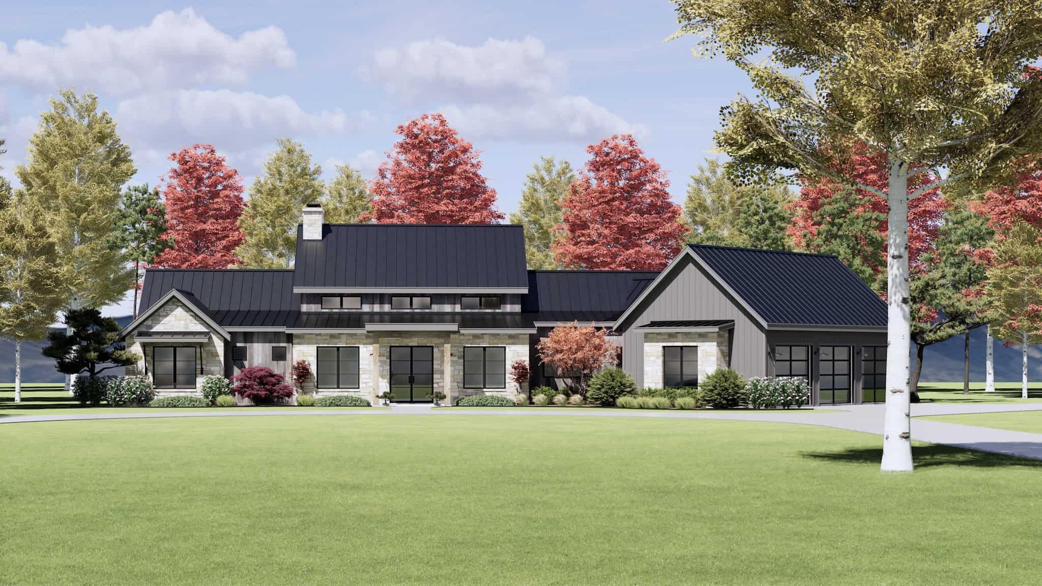 Front elevation of Modern Farmhouse home (ThePlanCollection: House Plan #220-1002)