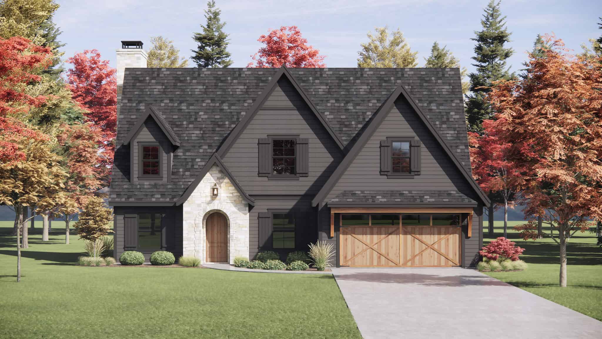 Front elevation of Farmhouse home (ThePlanCollection: House Plan #220-1024)