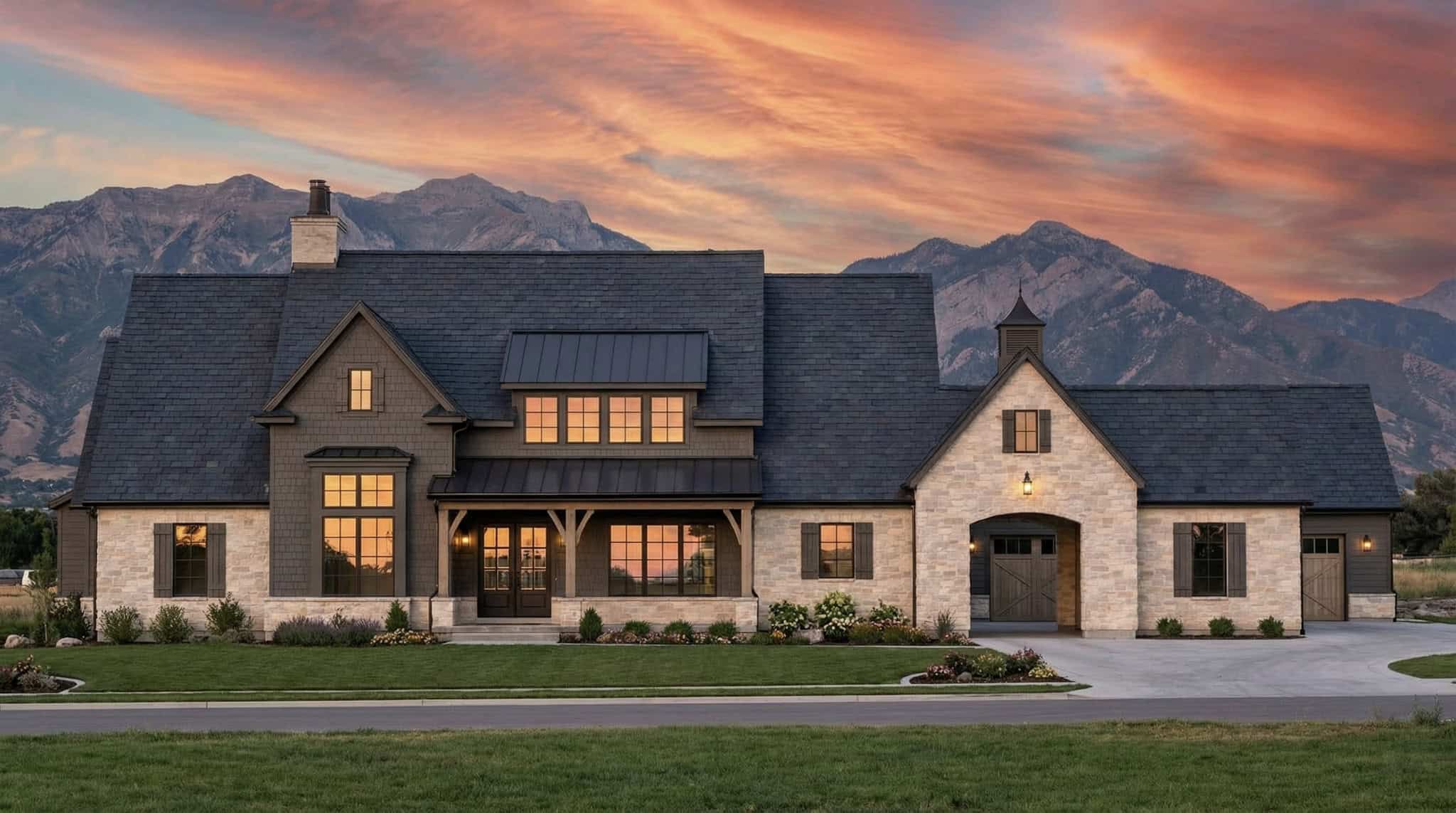 Front elevation of Rustic home (ThePlanCollection: House Plan #220-1031)