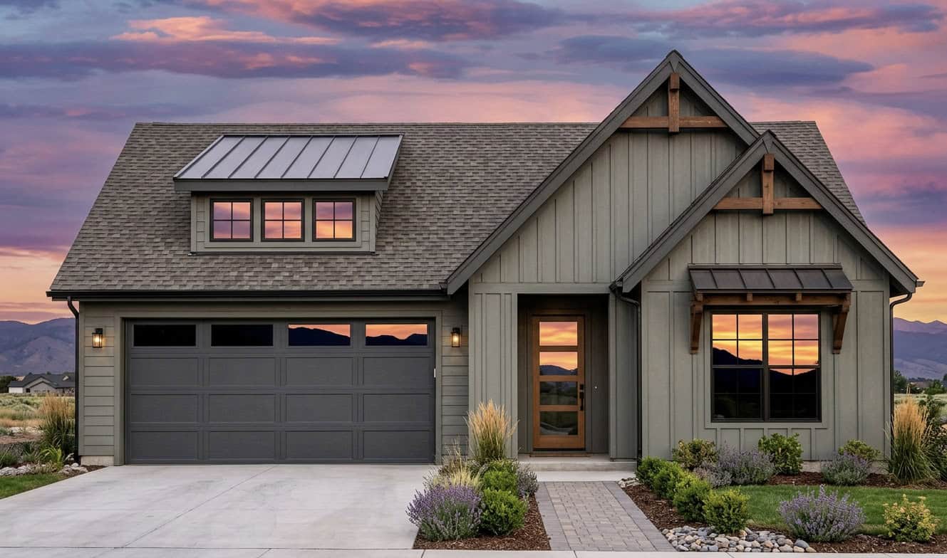 Front elevation of Rustic home (ThePlanCollection: House Plan #220-1040)