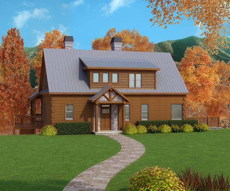 cabin house plan front elevation 225-1053