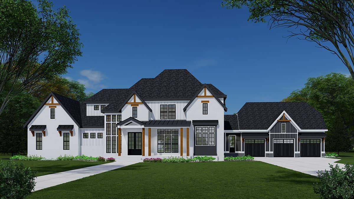 Front elevation of Modern Farmhouse home (ThePlanCollection: House Plan #225-1102)