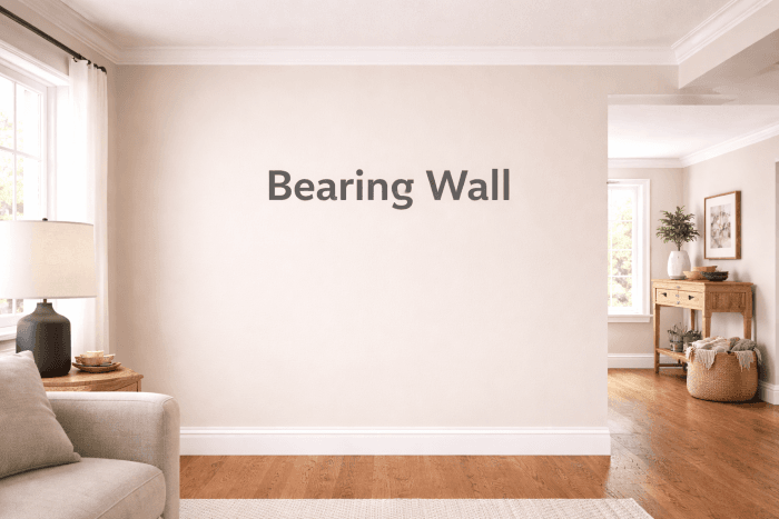 A bearing wall supports structural loads from above.