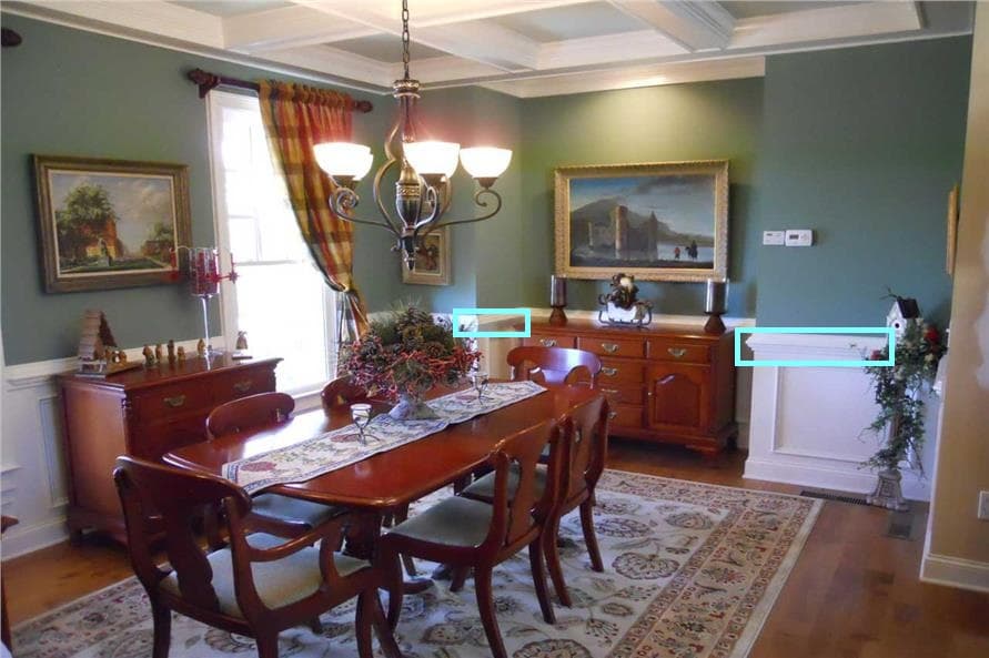 A chair rail molding divides the wall finish at mid-height.