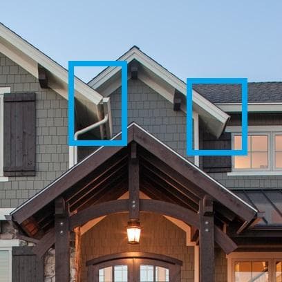 Blue outlines identify the projecting eaves on this home.