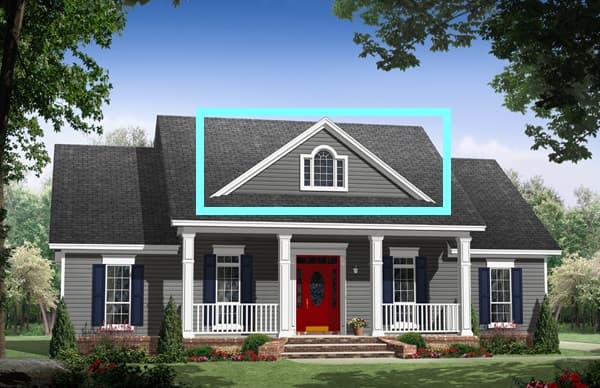 The highlighted wall section is a front-facing gable.