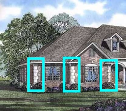 Quoins emphasize the outside corner of a building exterior.